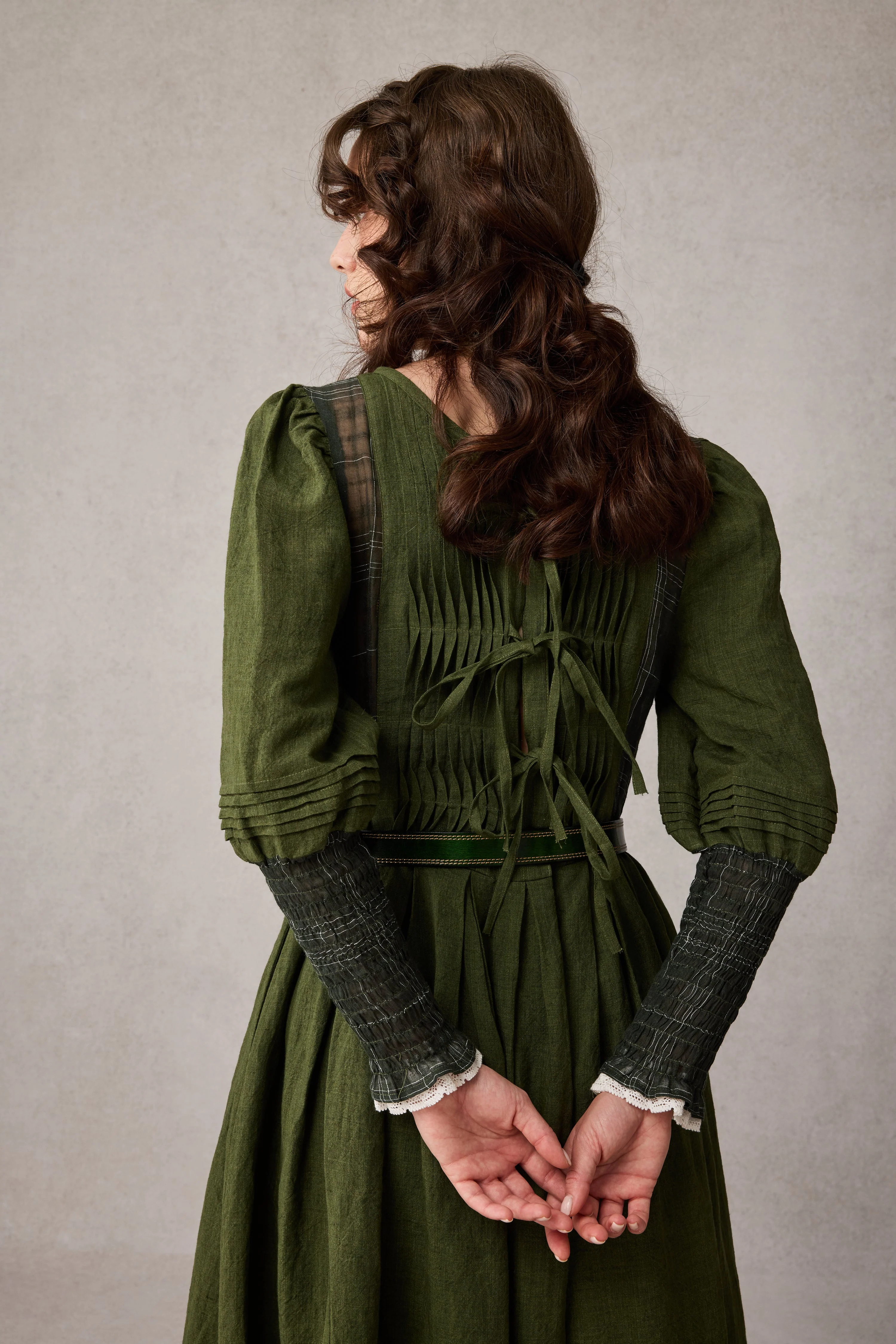 Eliana 15 | Pintucked Patchwork Linen Dress - Image 10