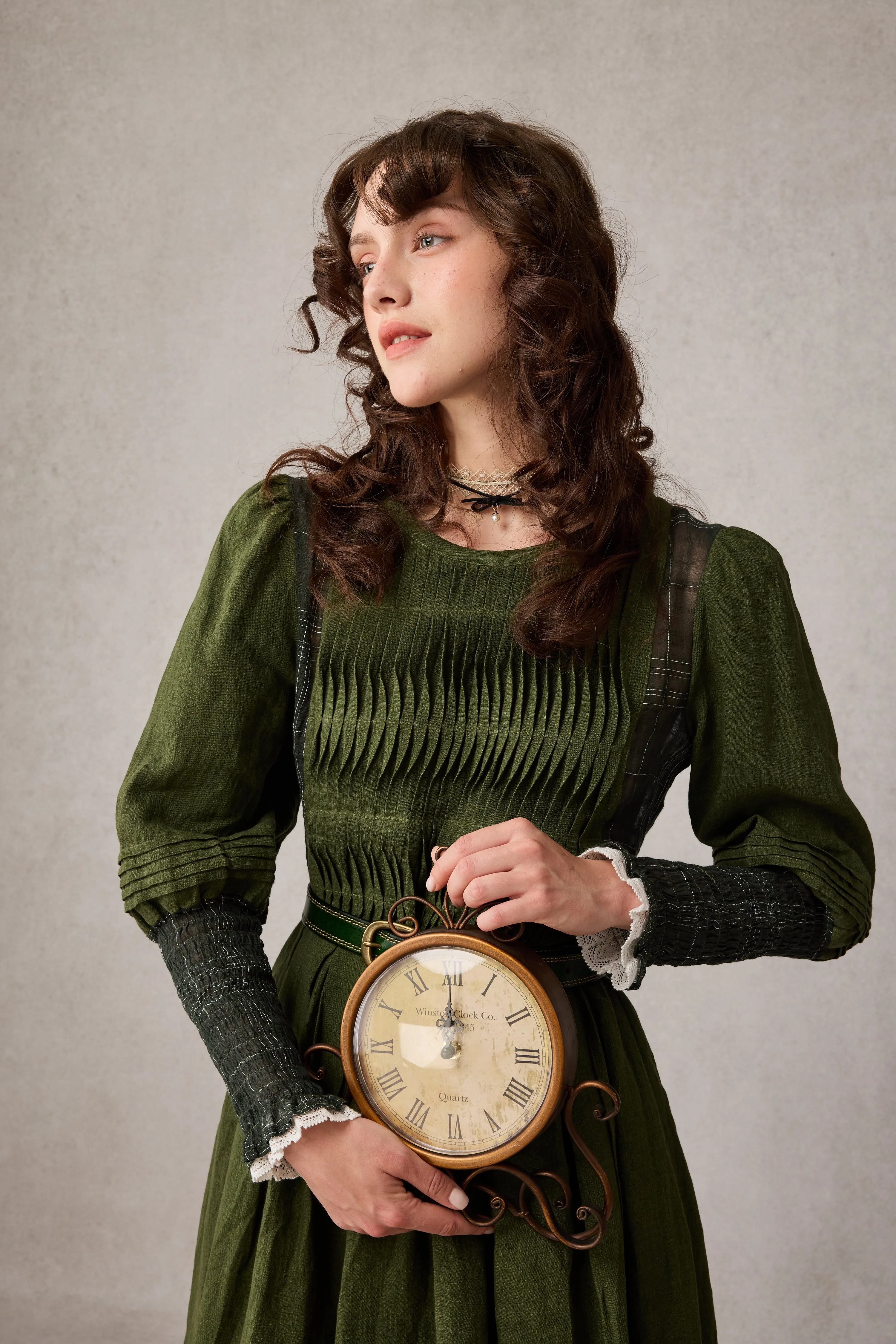 Eliana 15 | Pintucked Patchwork Linen Dress - Image 11