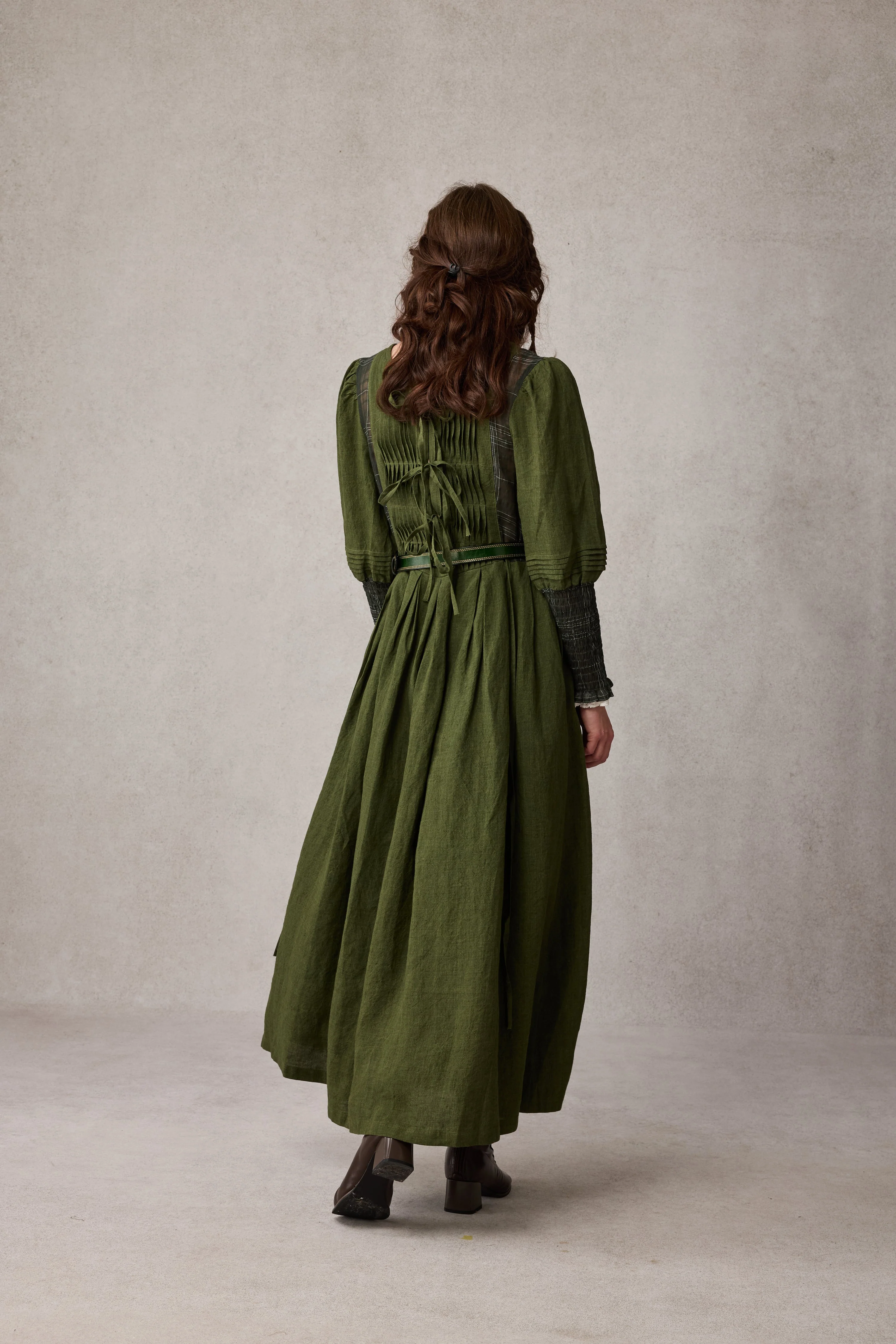 Eliana 15 | Pintucked Patchwork Linen Dress - Image 12