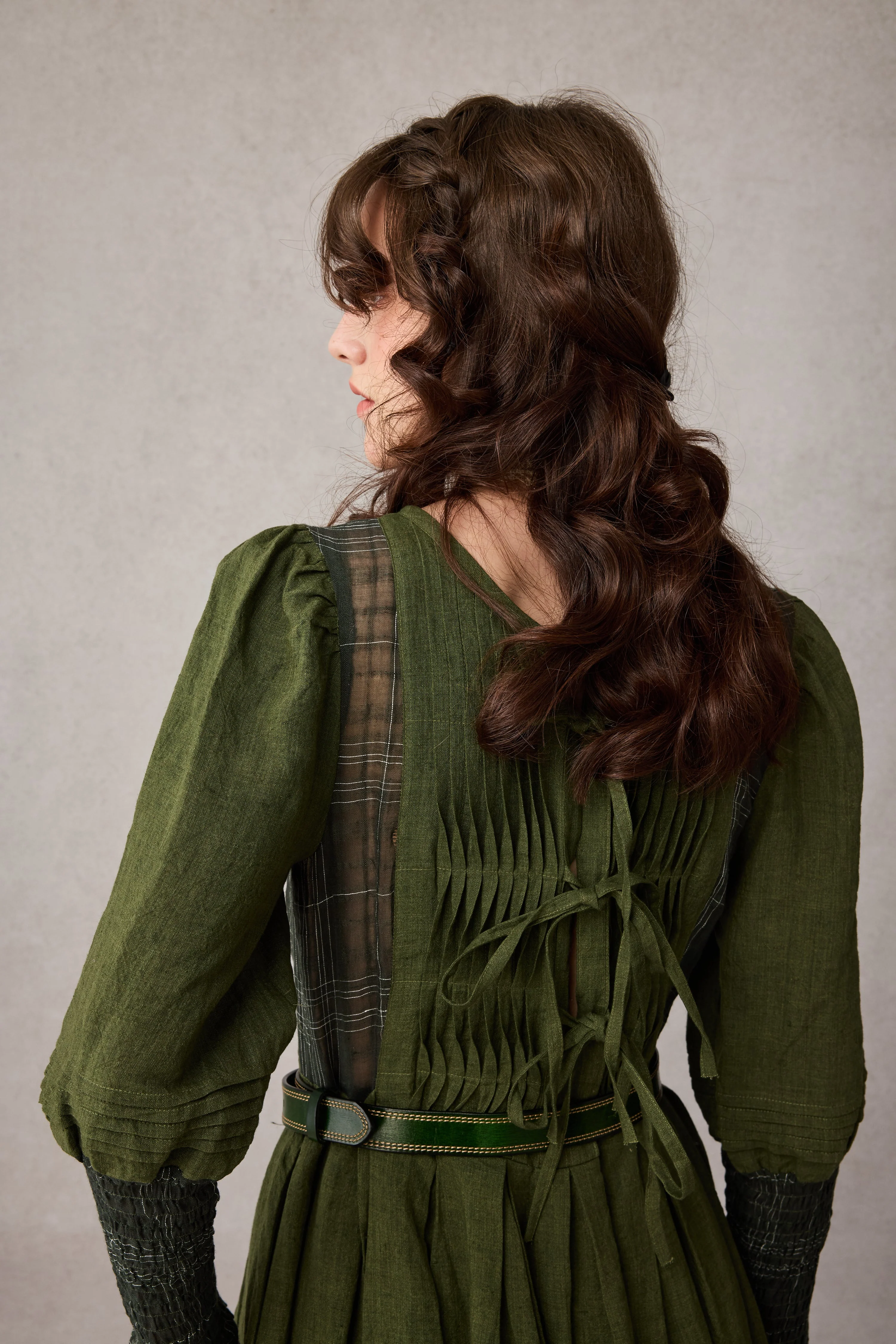 Eliana 15 | Pintucked Patchwork Linen Dress - Image 13