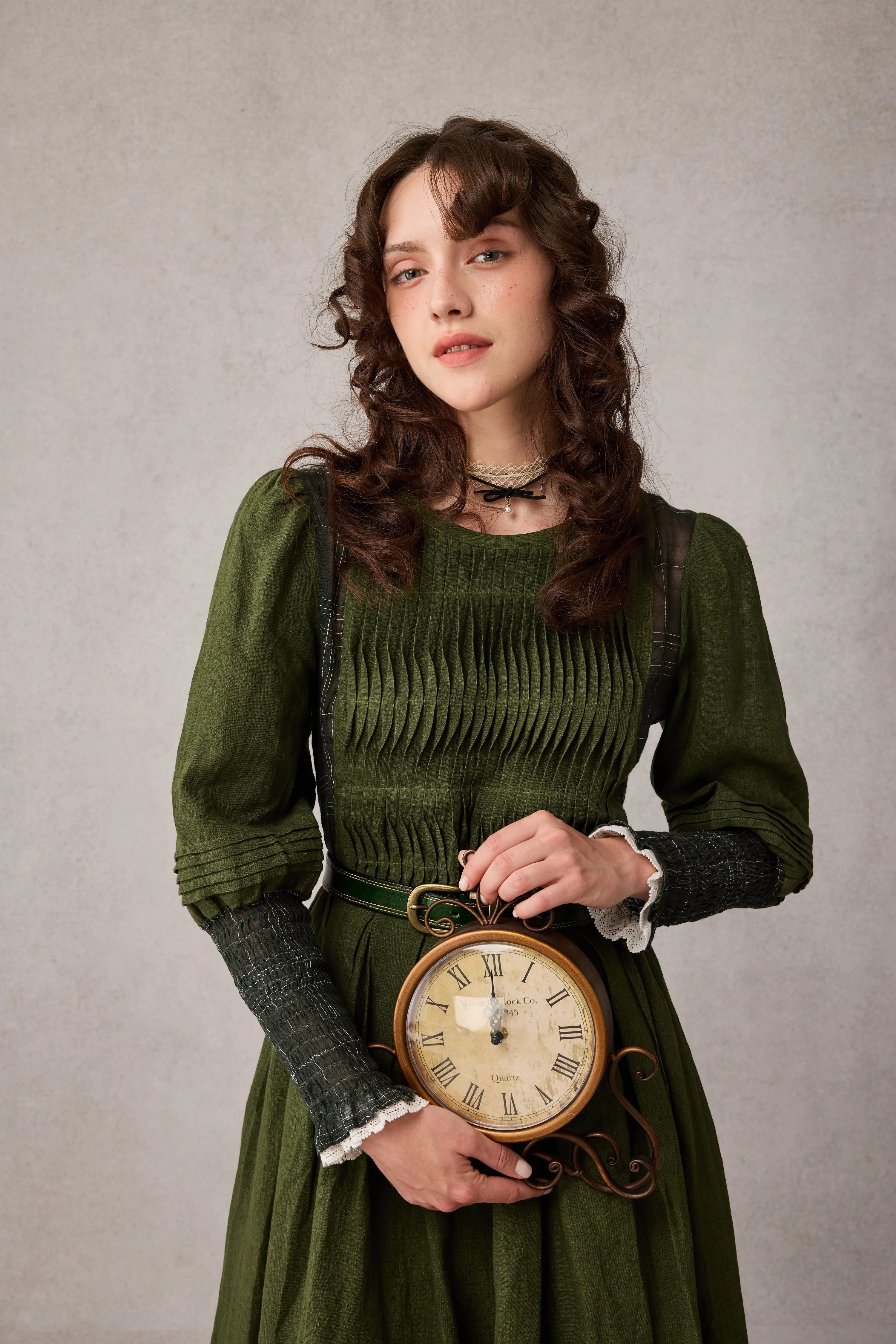 Eliana 15 | Pintucked Patchwork Linen Dress - Image 17