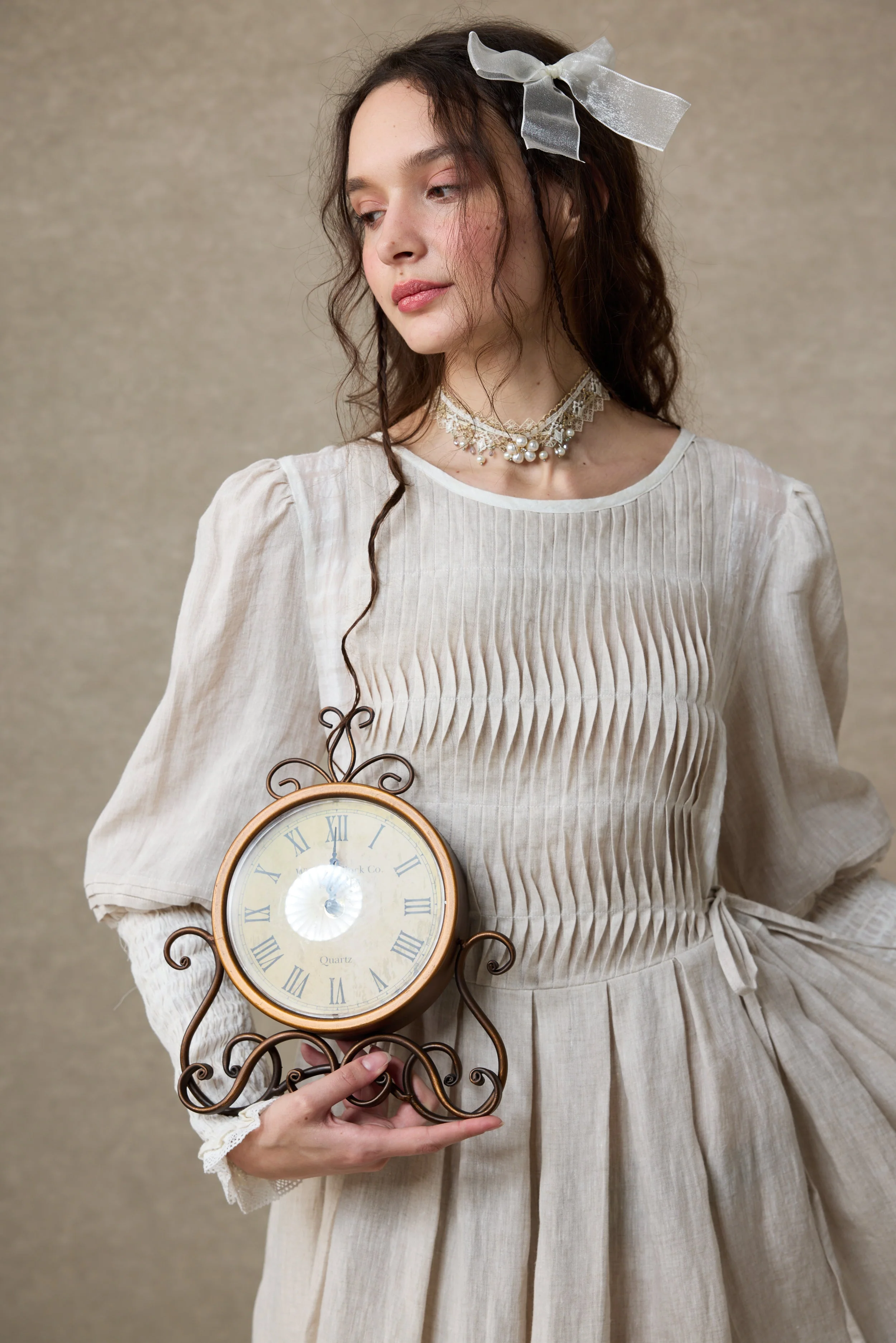 Eliana 15 | Pintucked Patchwork Linen Dress - Image 26