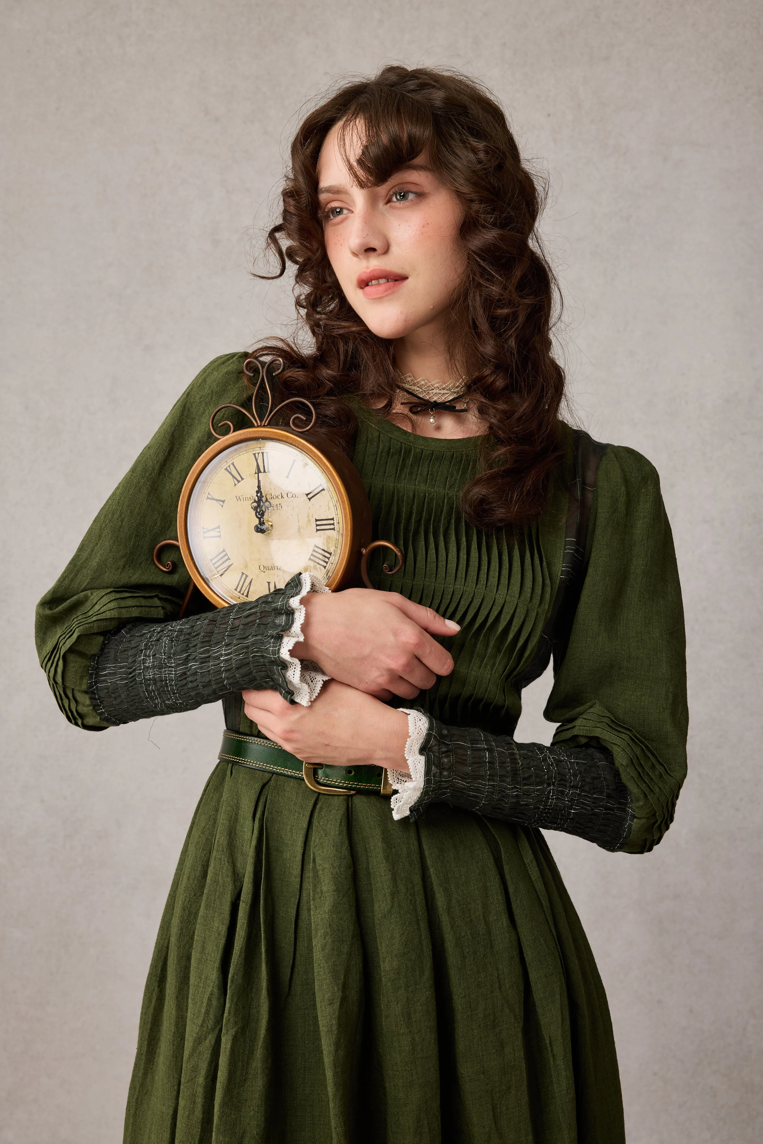 Eliana 15 | Pintucked Patchwork Linen Dress - Image 4