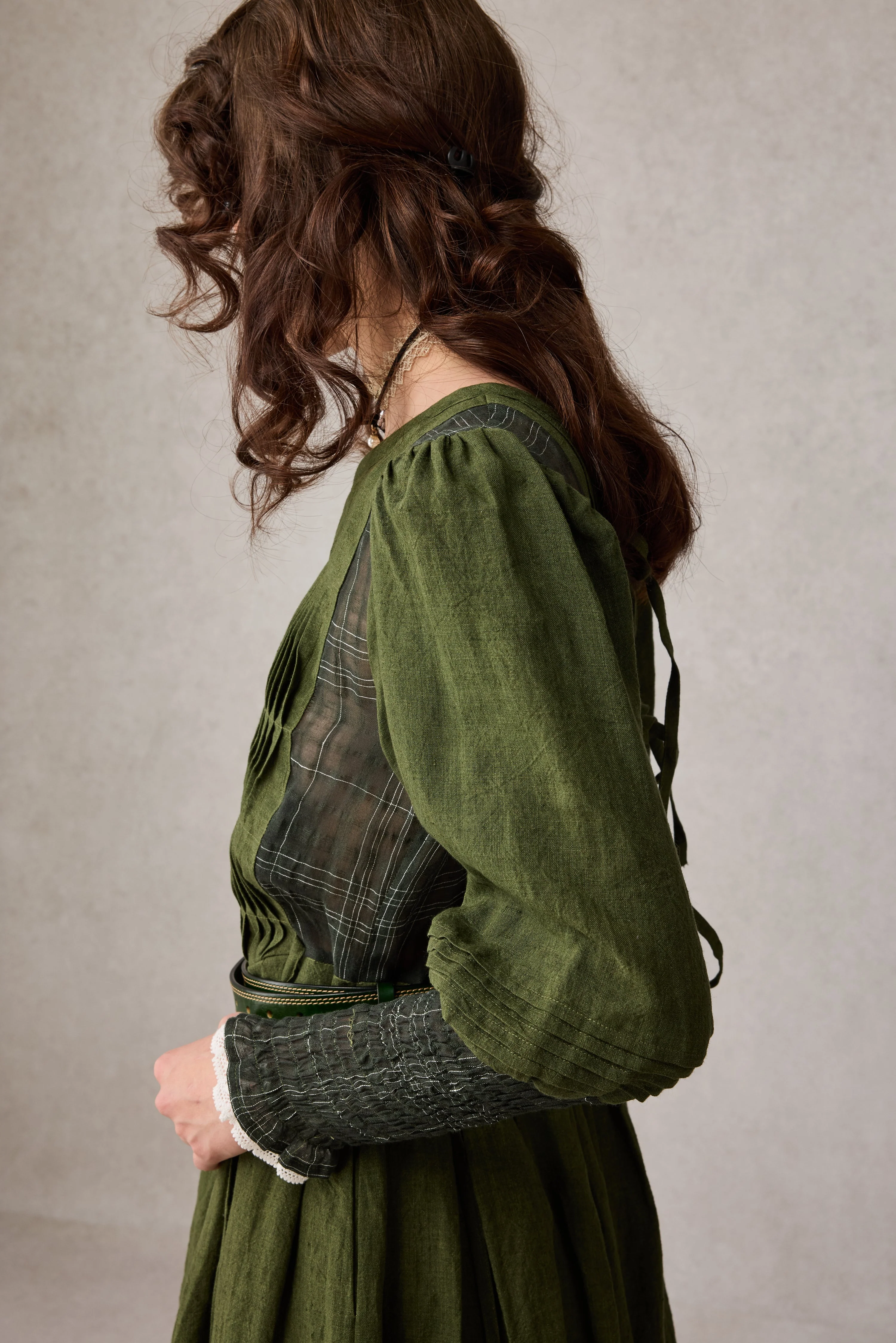 Eliana 15 | Pintucked Patchwork Linen Dress - Image 9