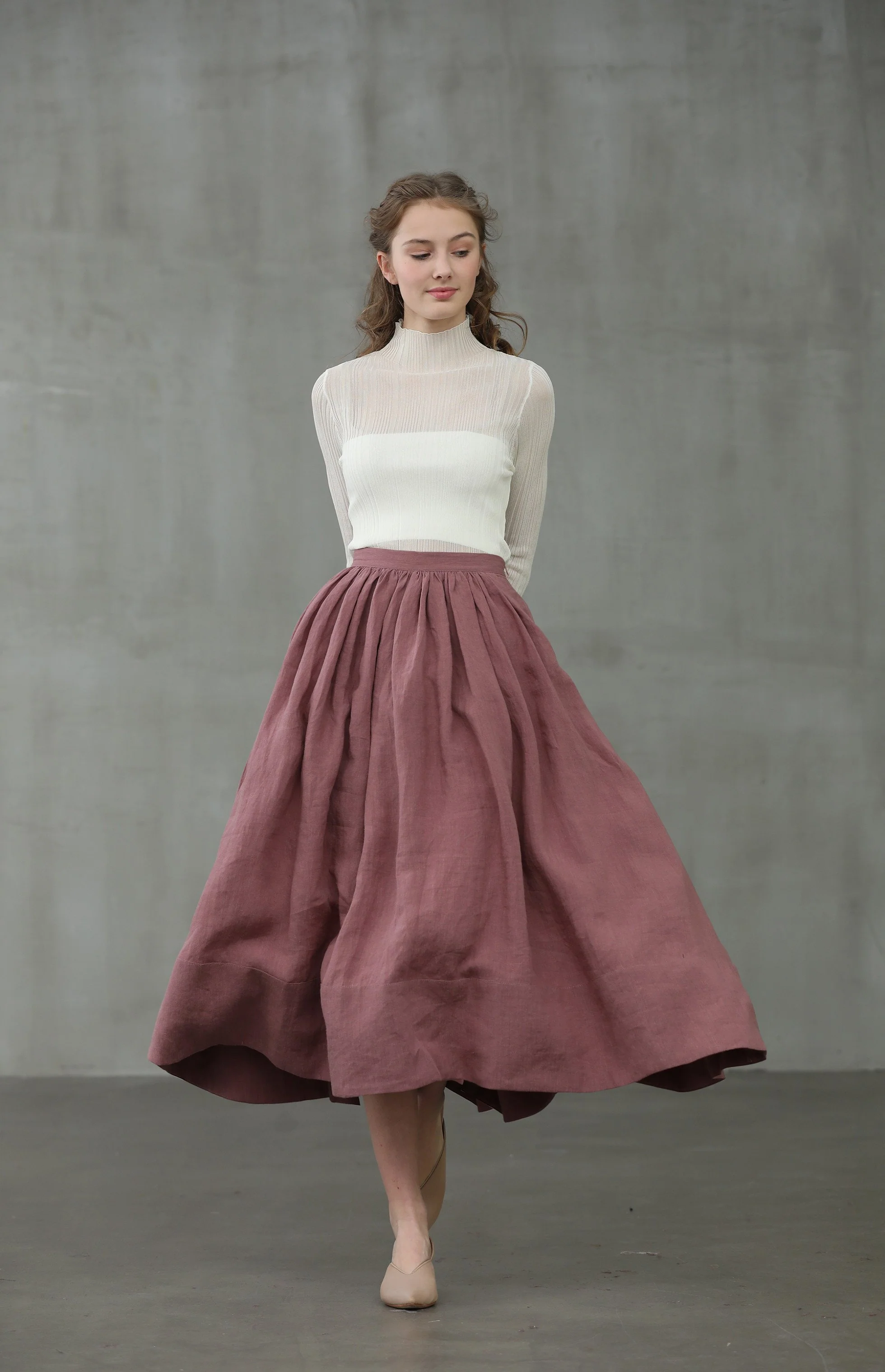 Daisy 03 | ashed lilac linen skirt - Image 10