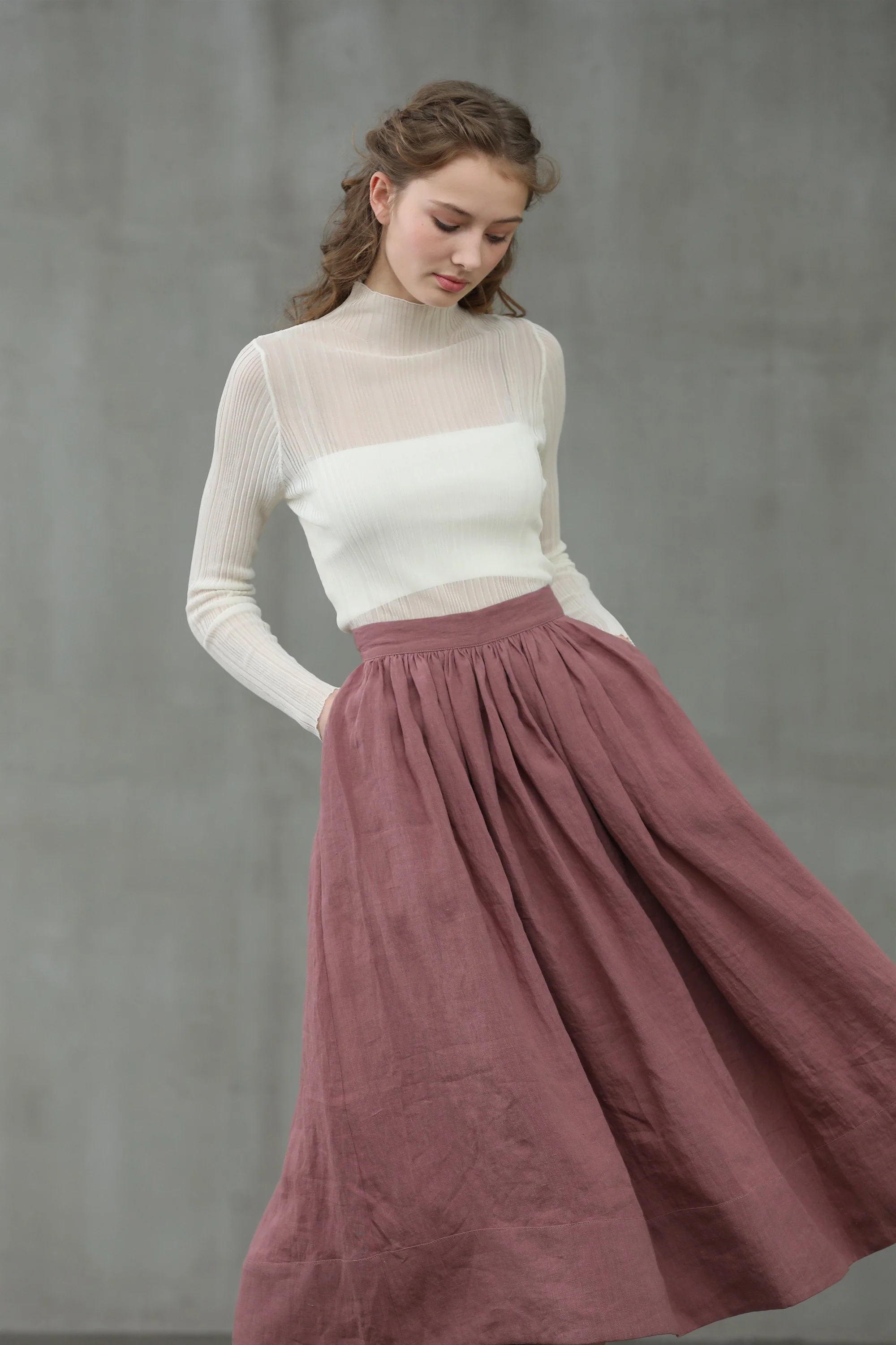 Daisy 03 | ashed lilac linen skirt - Image 3