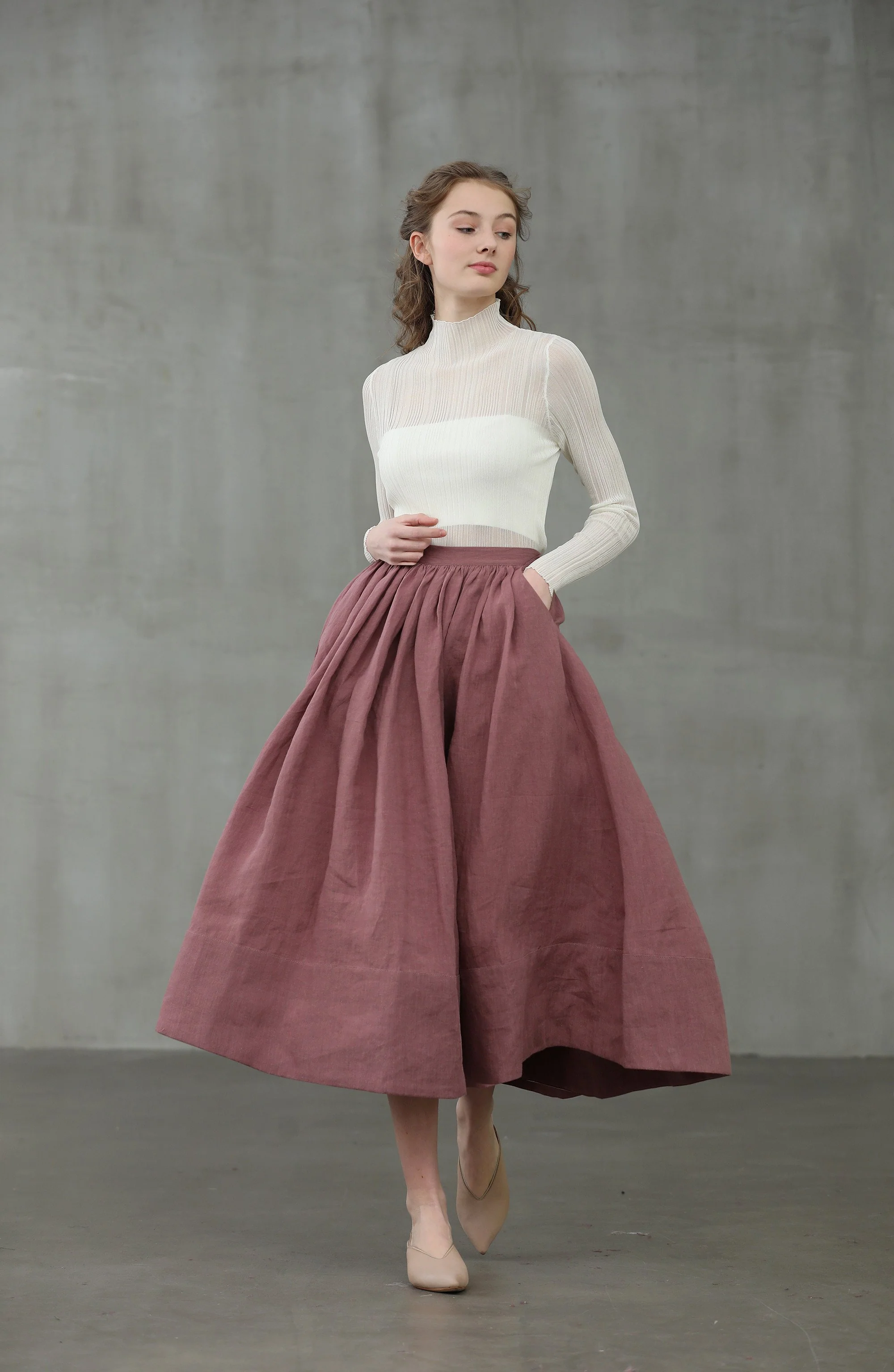 Daisy 03 | ashed lilac linen skirt - Image 4