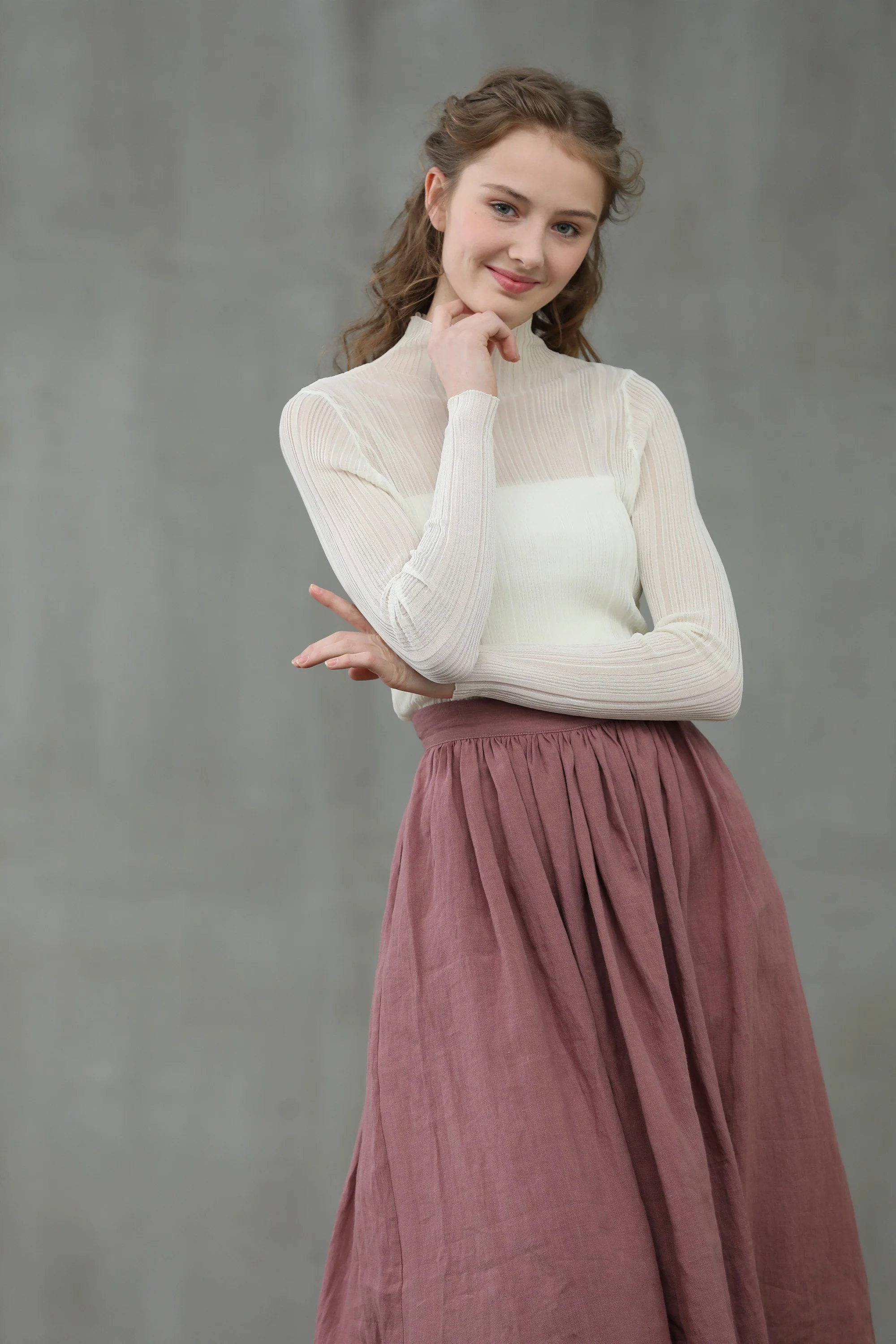Daisy 03 | ashed lilac linen skirt - Image 5