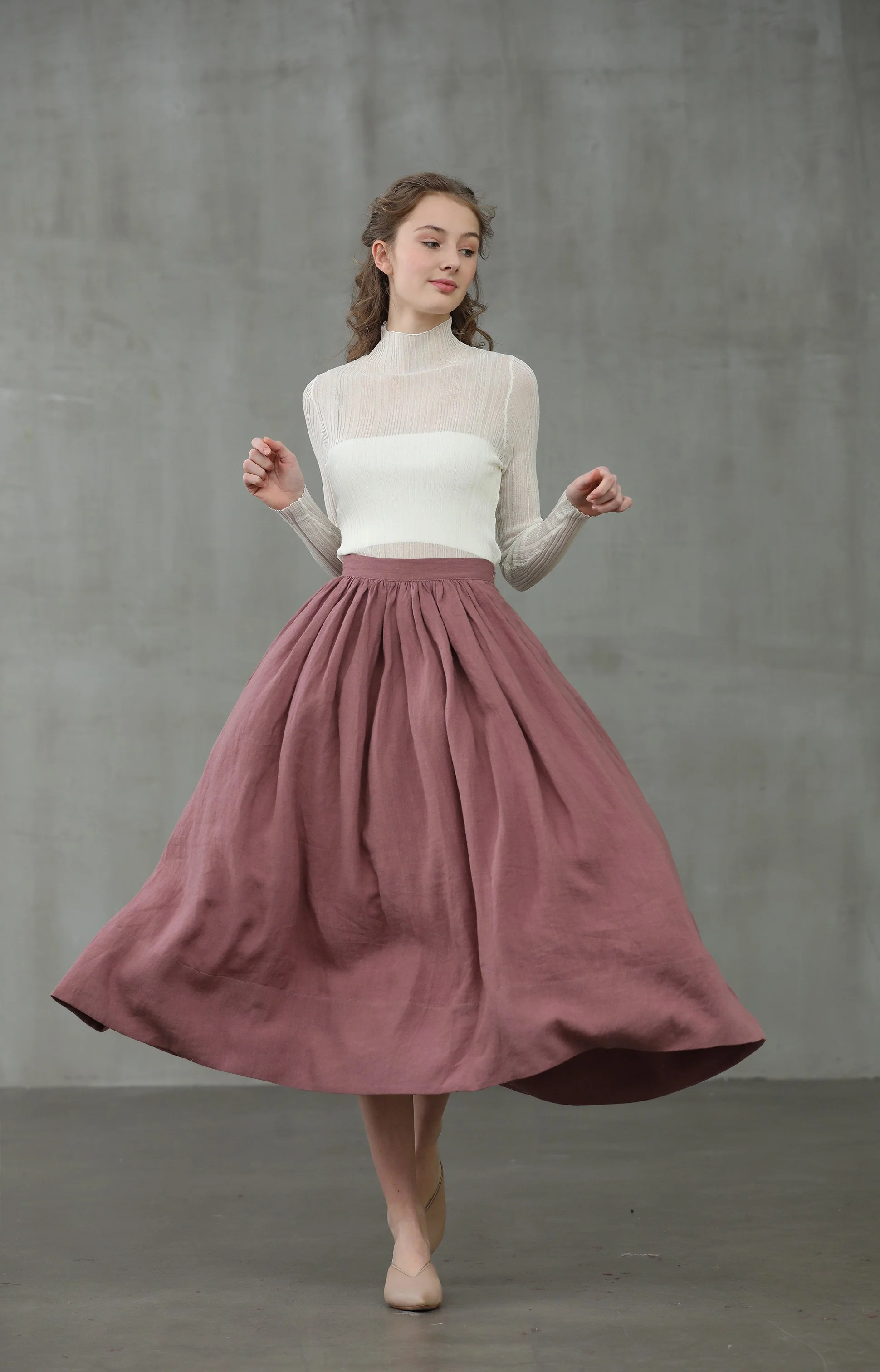 Daisy 03 | ashed lilac linen skirt - Image 6