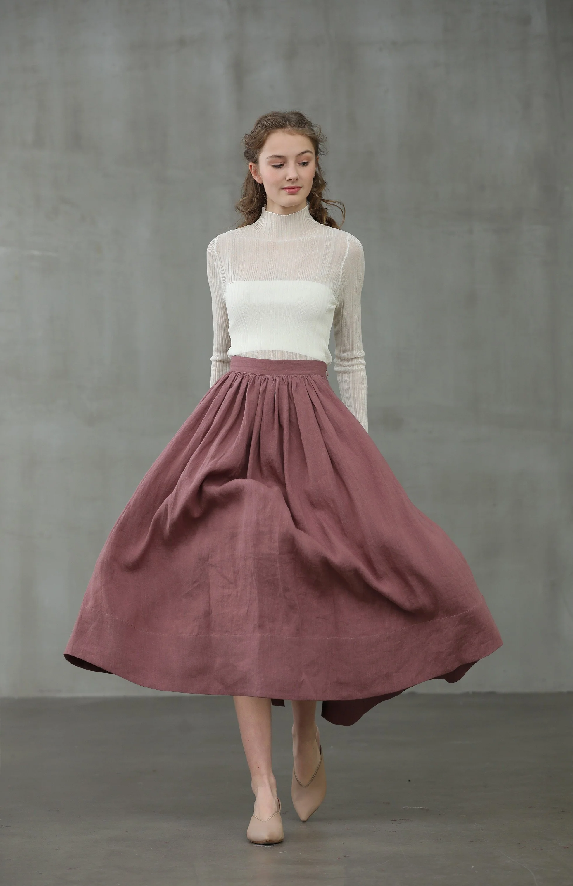 Daisy 03 | ashed lilac linen skirt - Image 7