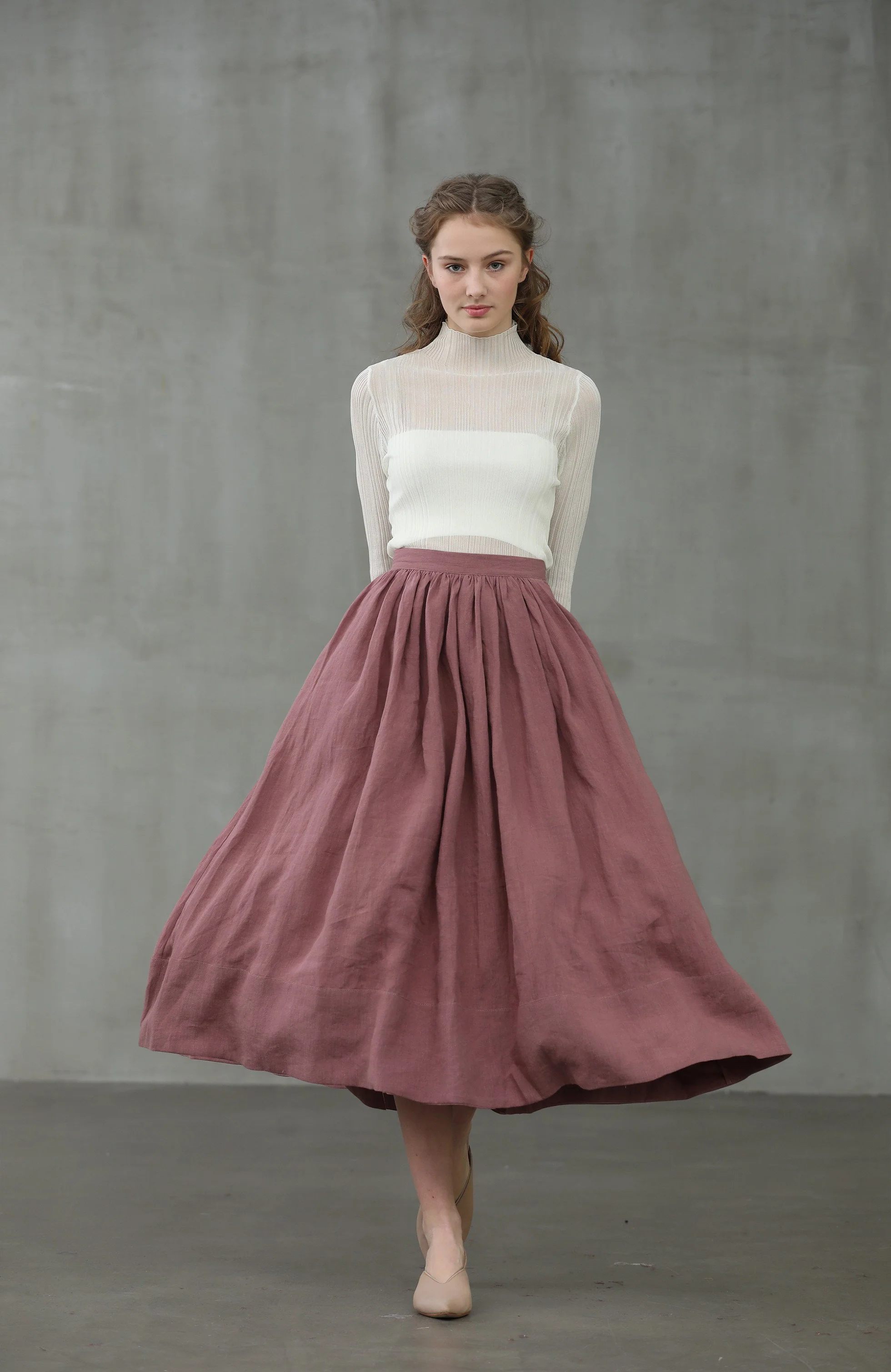 Daisy 03 | ashed lilac linen skirt - Image 8