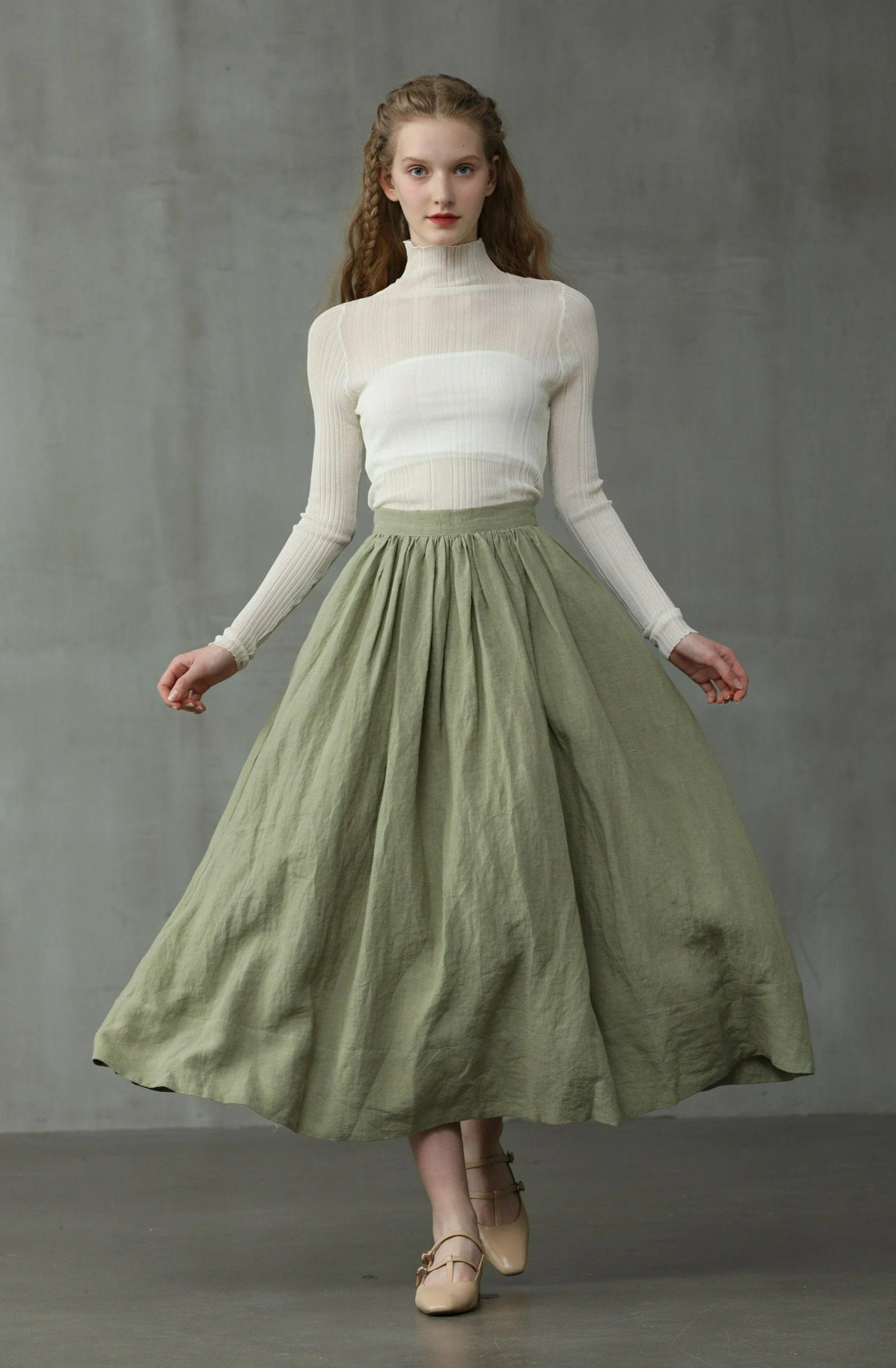 Daisy 03 | ashed lilac linen skirt - Image 9