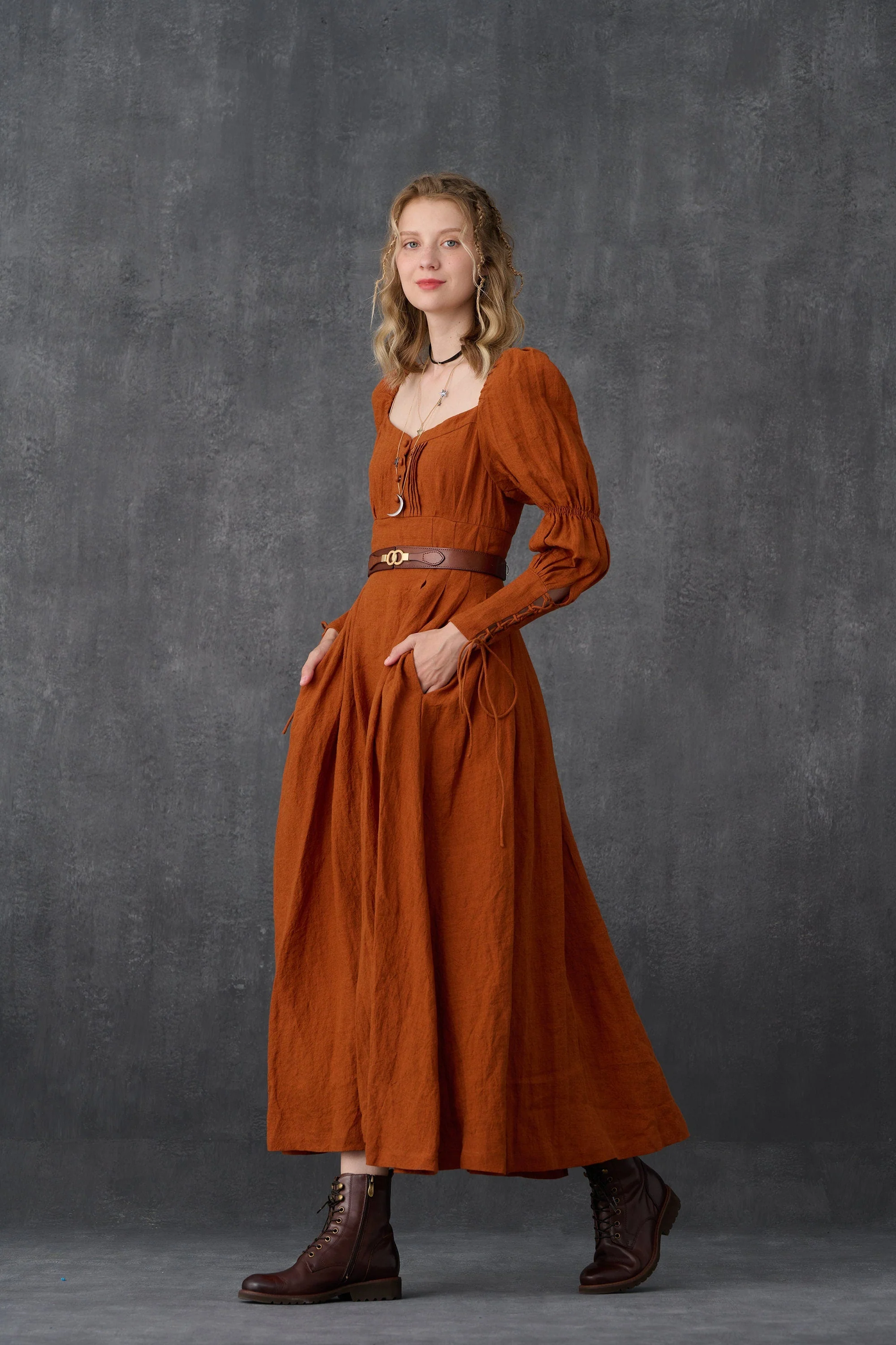 PHOENIX 24 | REGENCY LACE-UP LINEN DRESS - Image 10