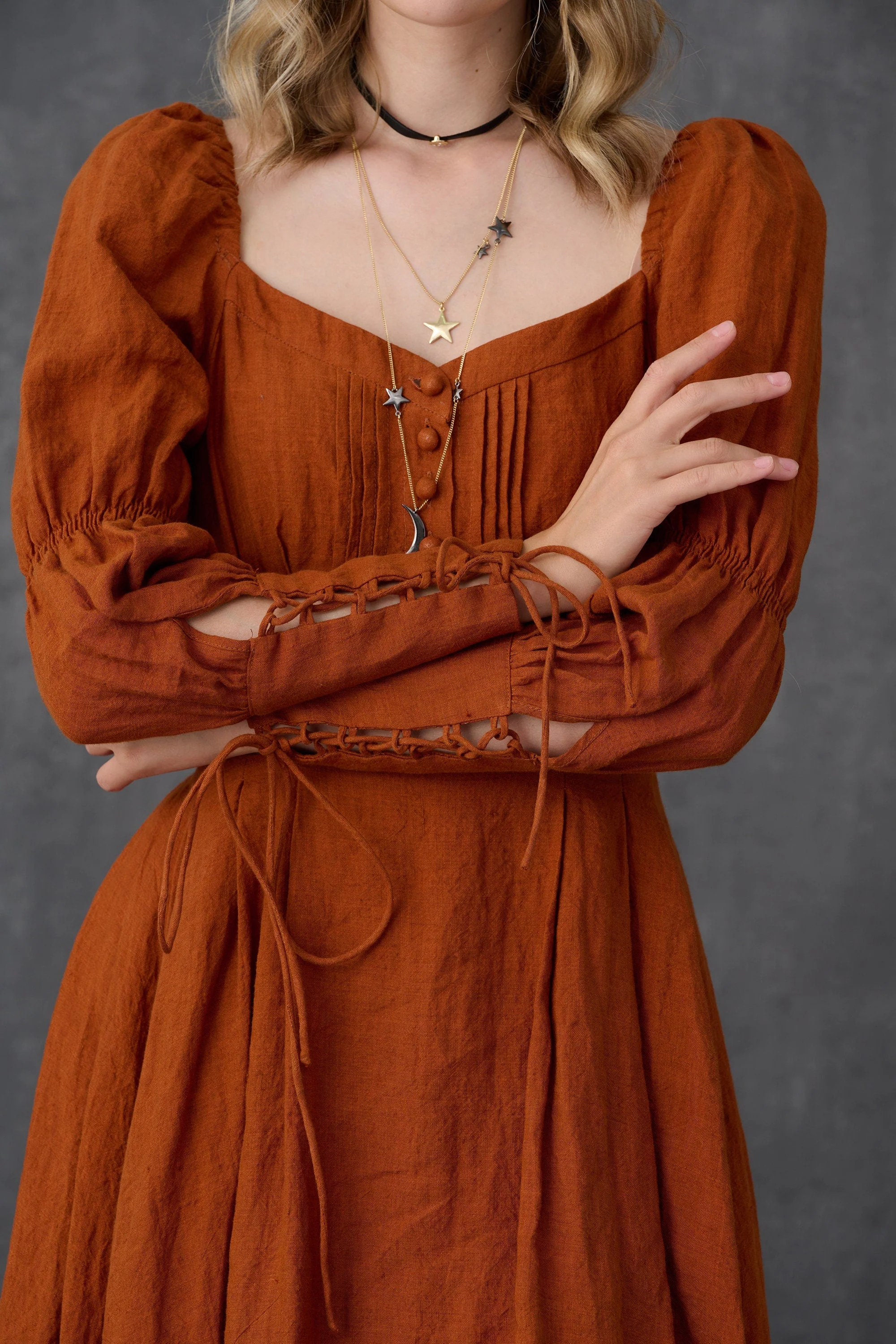 PHOENIX 24 | REGENCY LACE-UP LINEN DRESS - Image 9