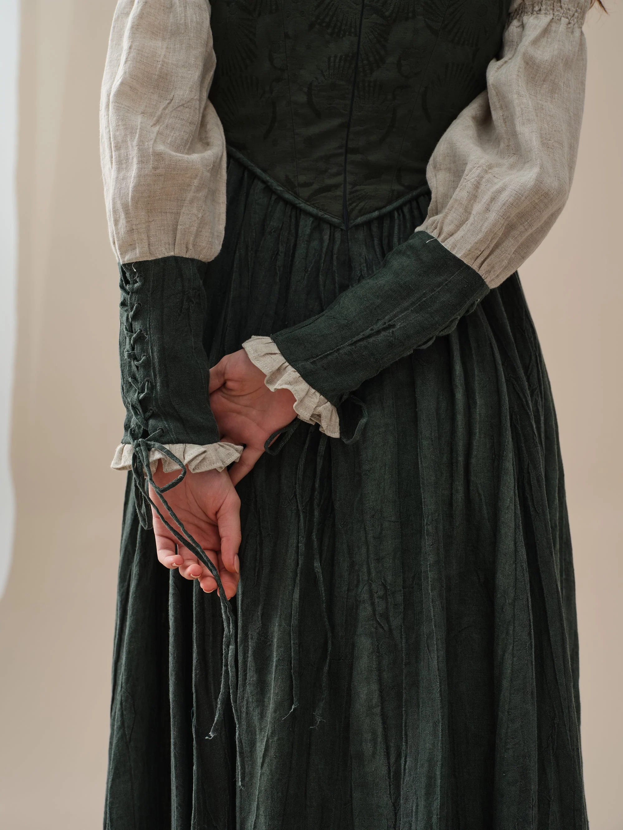 Anis 23 | Lace-up Jacquard Linen Corset Dress - Image 23