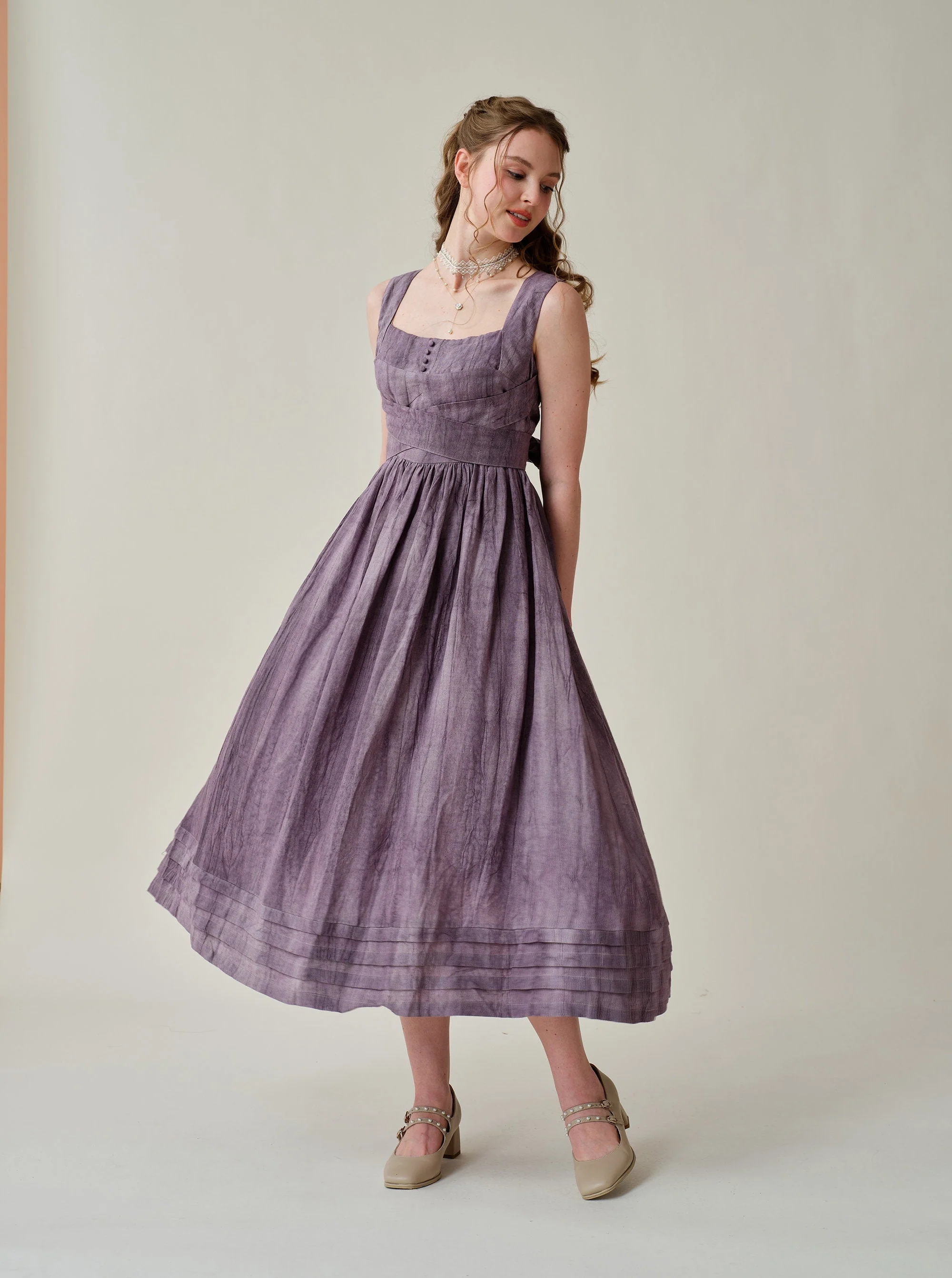 Vetiver 23 | cross back linen dress - Image 10