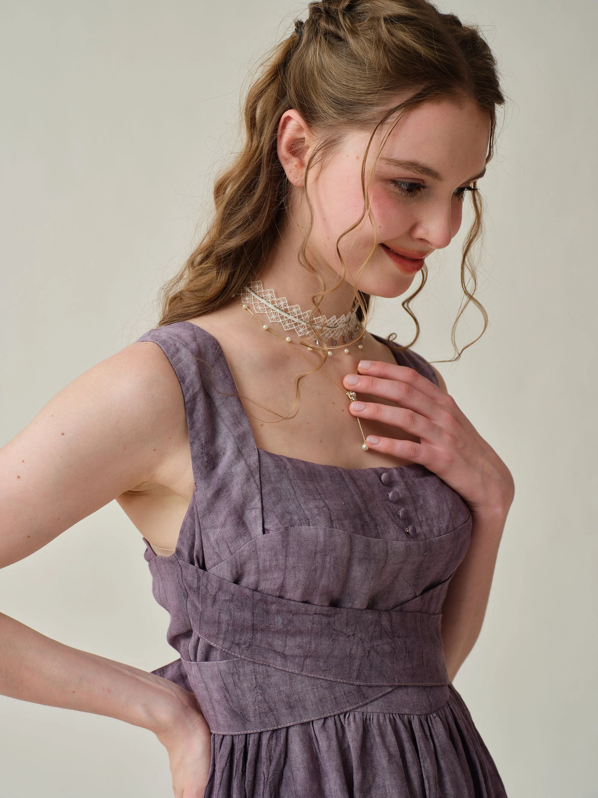 Vetiver 23 | cross back linen dress - Image 11