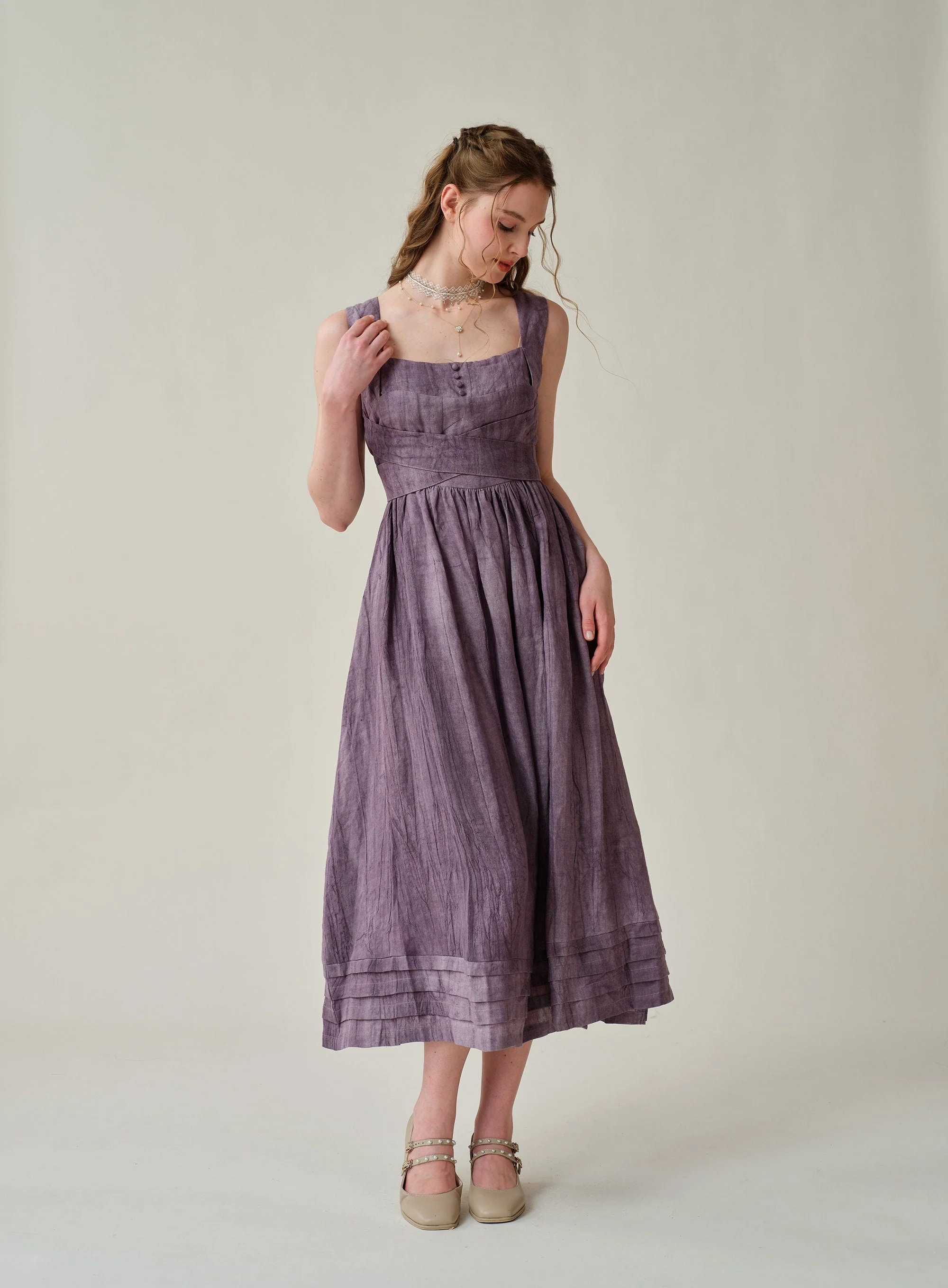Vetiver 23 | cross back linen dress - Image 12