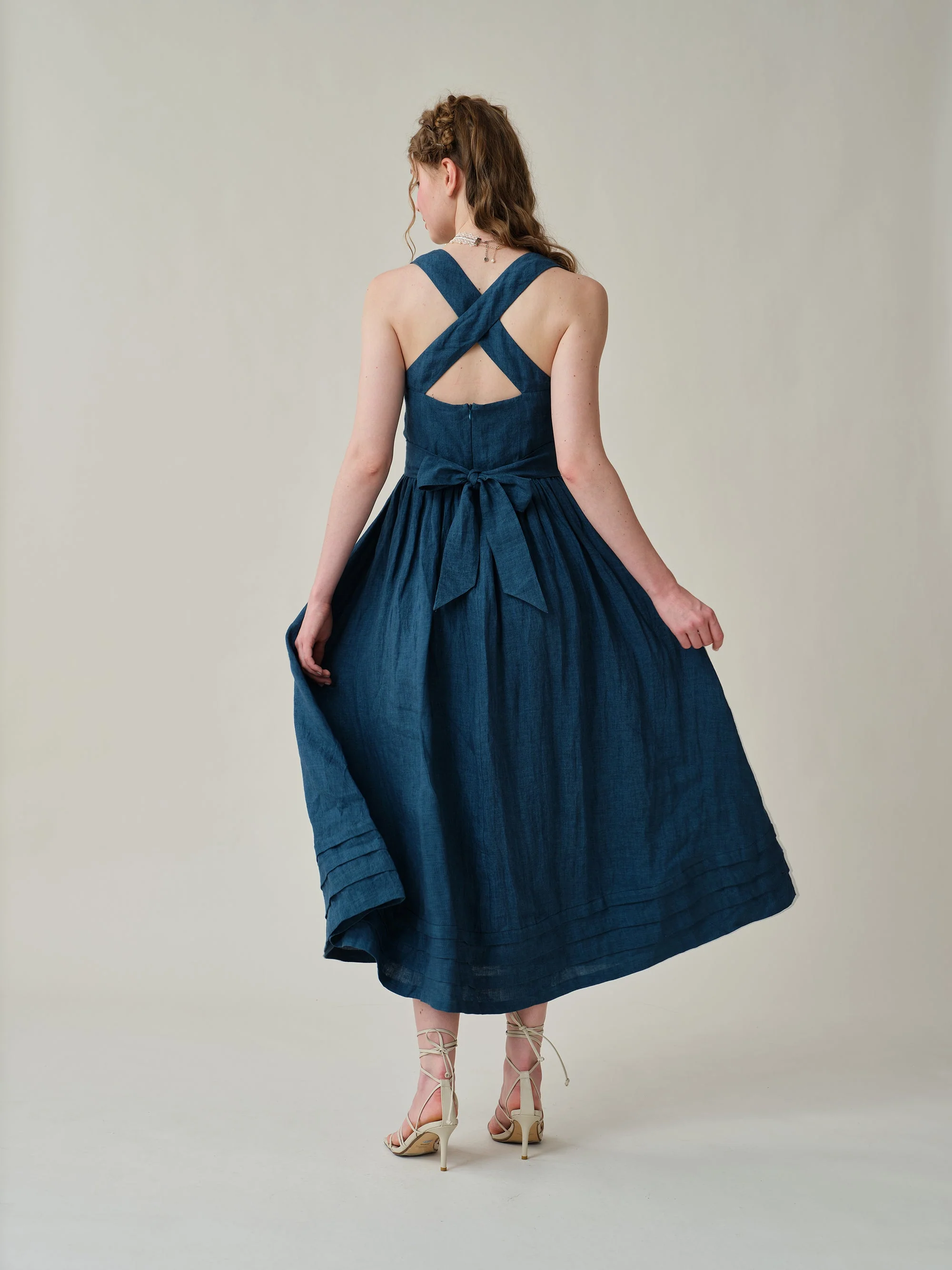 Vetiver 23 | cross back linen dress - Image 15