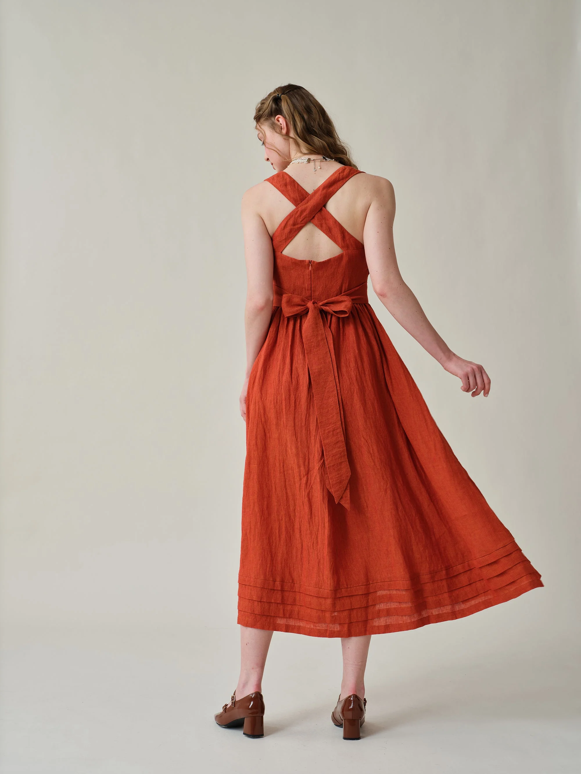 Vetiver 23 | cross back linen dress - Image 17