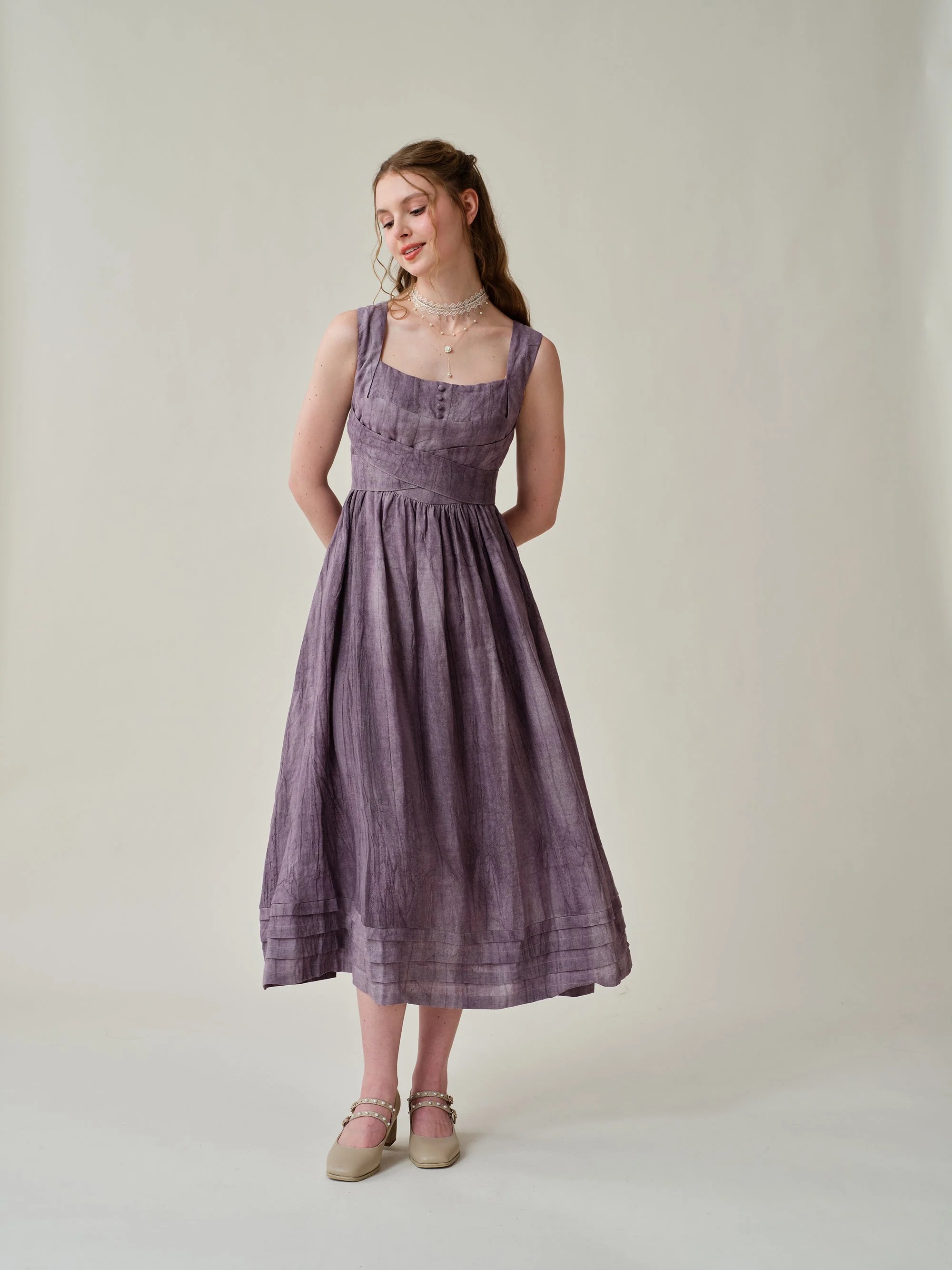 Vetiver 23 | cross back linen dress - Image 19