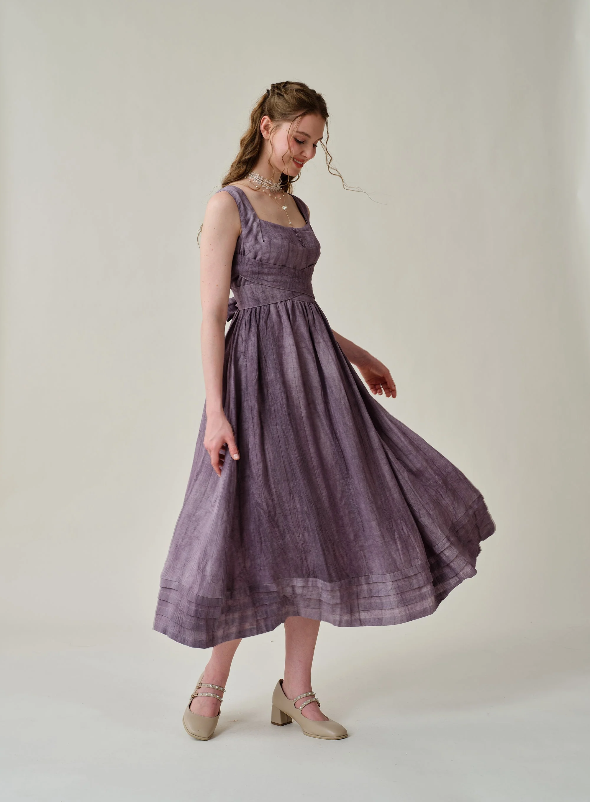 Vetiver 23 | cross back linen dress - Image 20