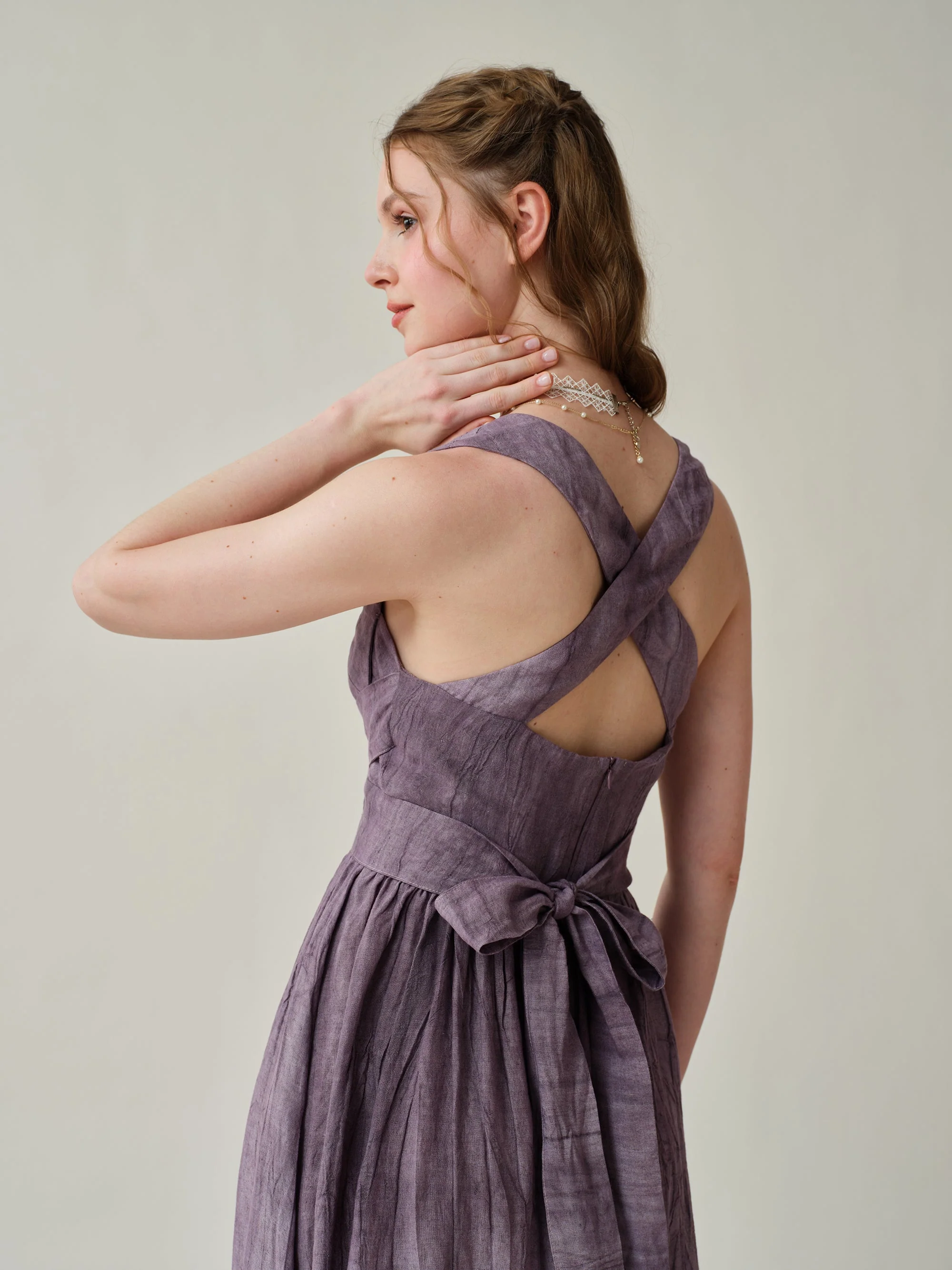 Vetiver 23 | cross back linen dress - Image 21
