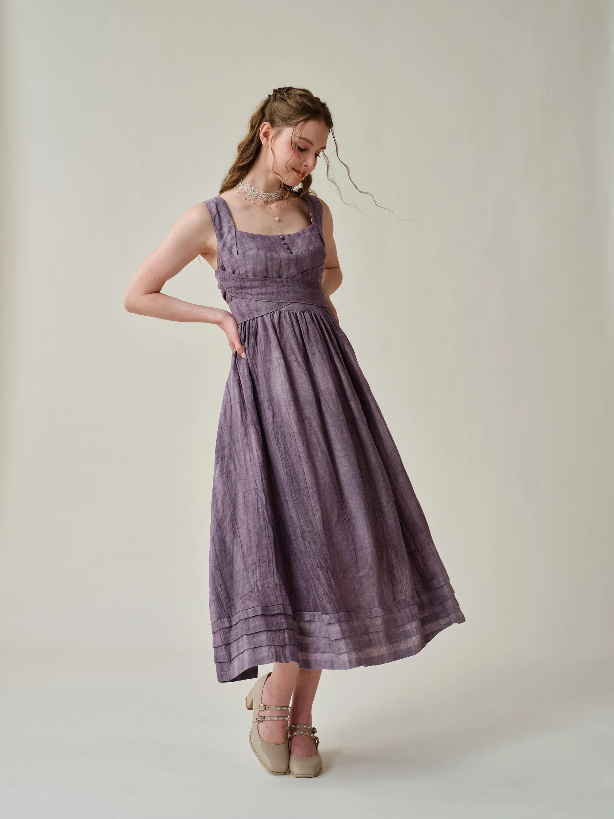 Vetiver 23 | cross back linen dress - Image 22