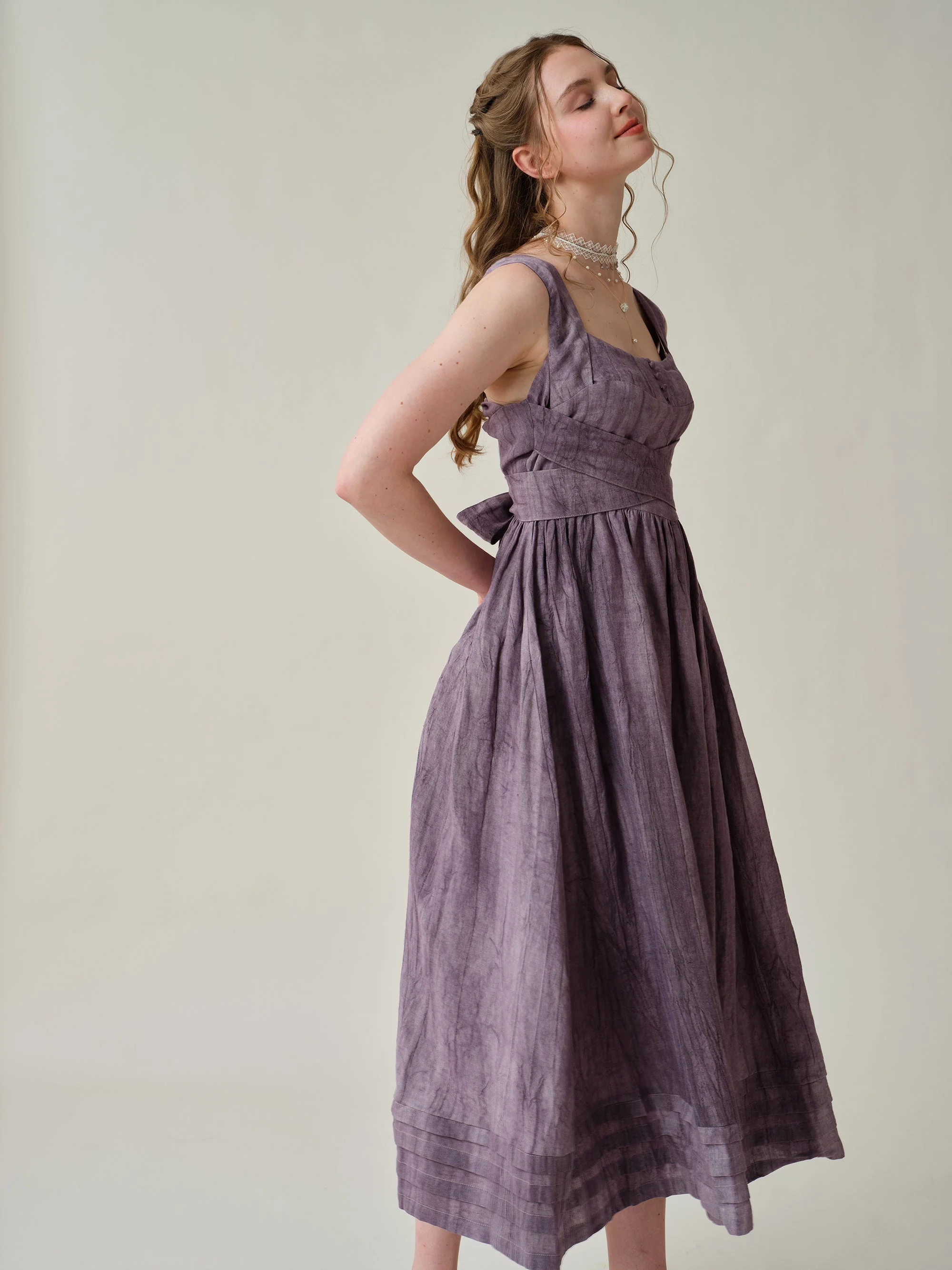 Vetiver 23 | cross back linen dress - Image 24