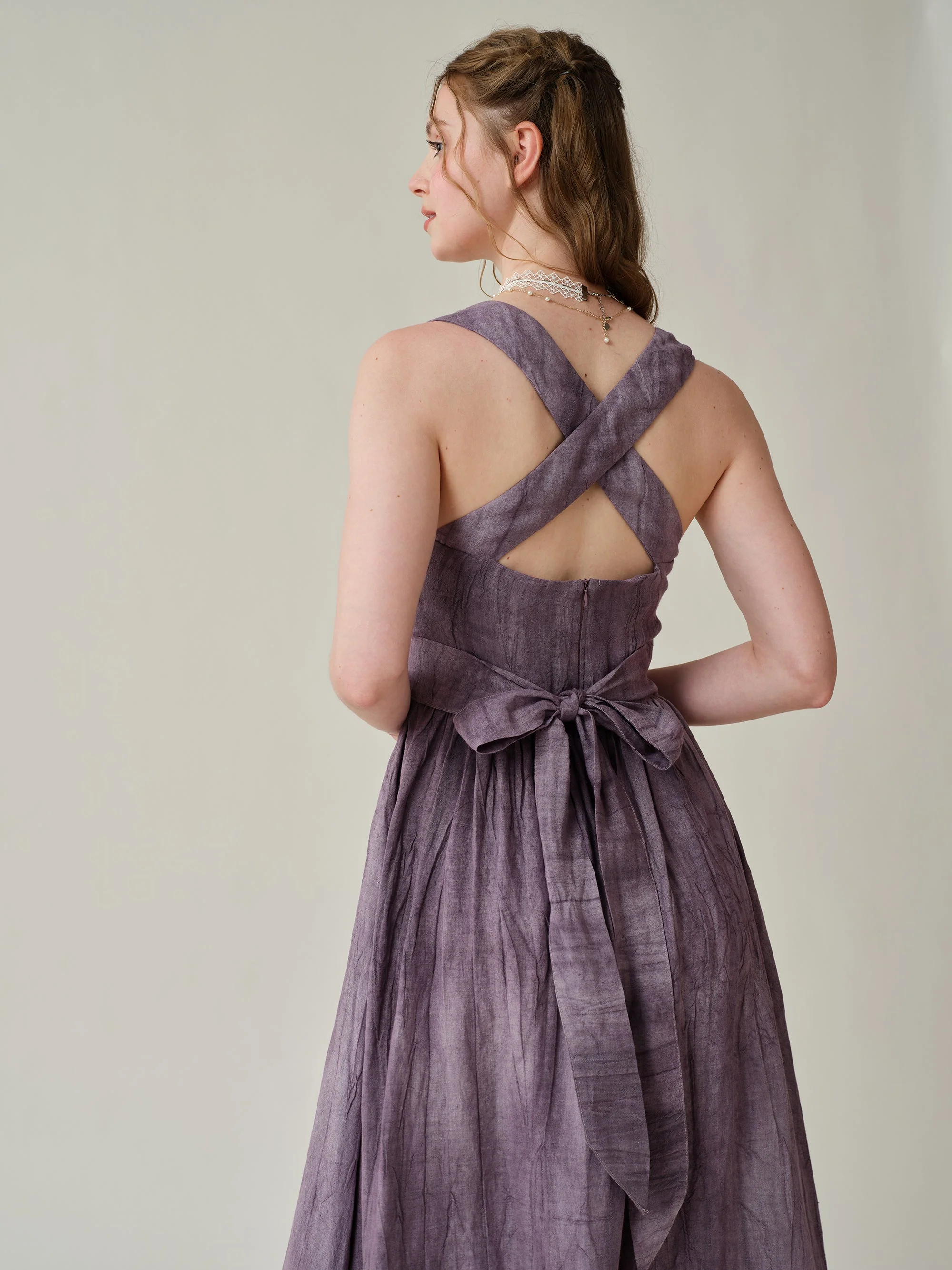 Vetiver 23 | cross back linen dress - Image 25