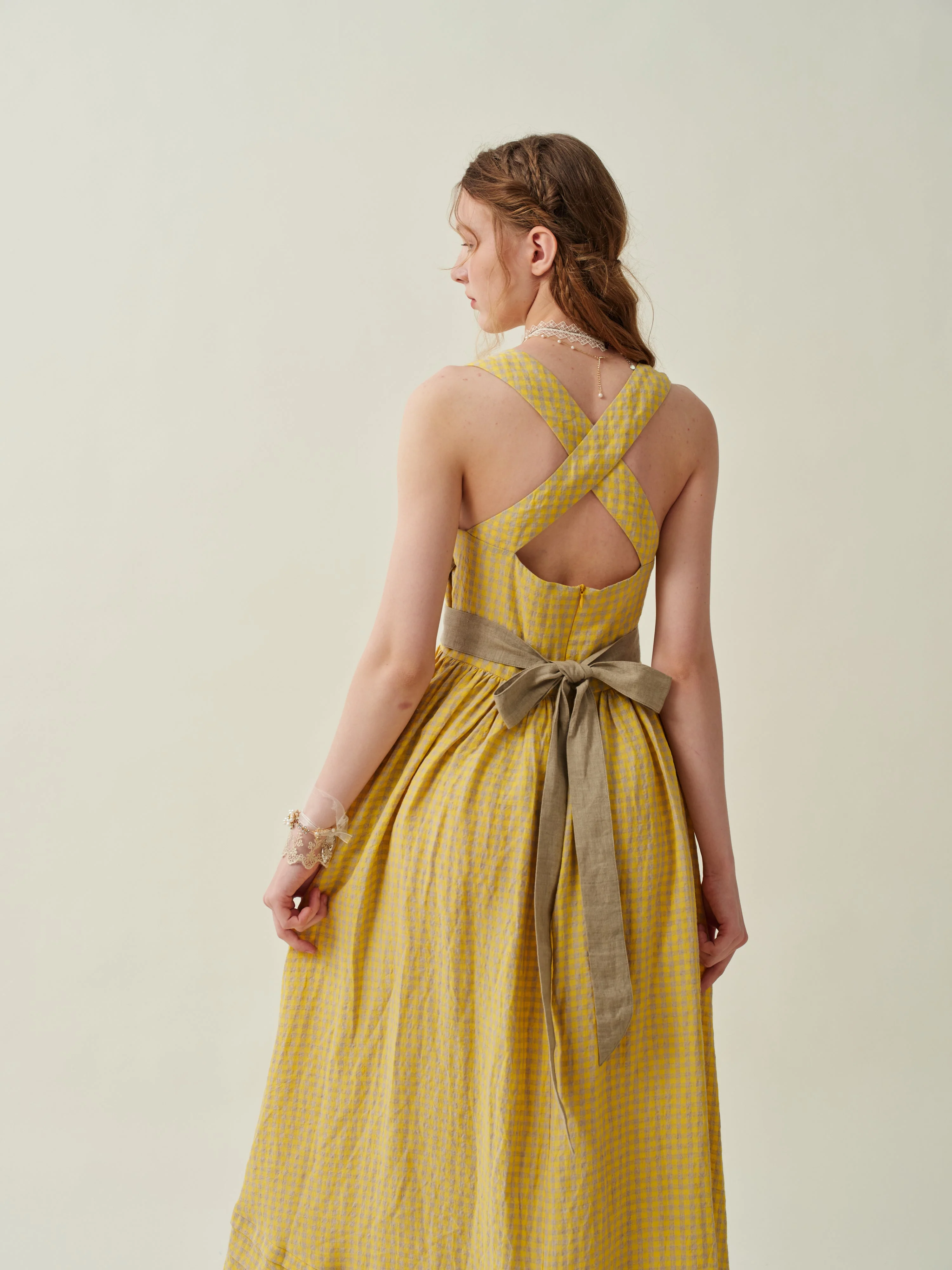 Vetiver 23 | cross back linen dress - Image 26