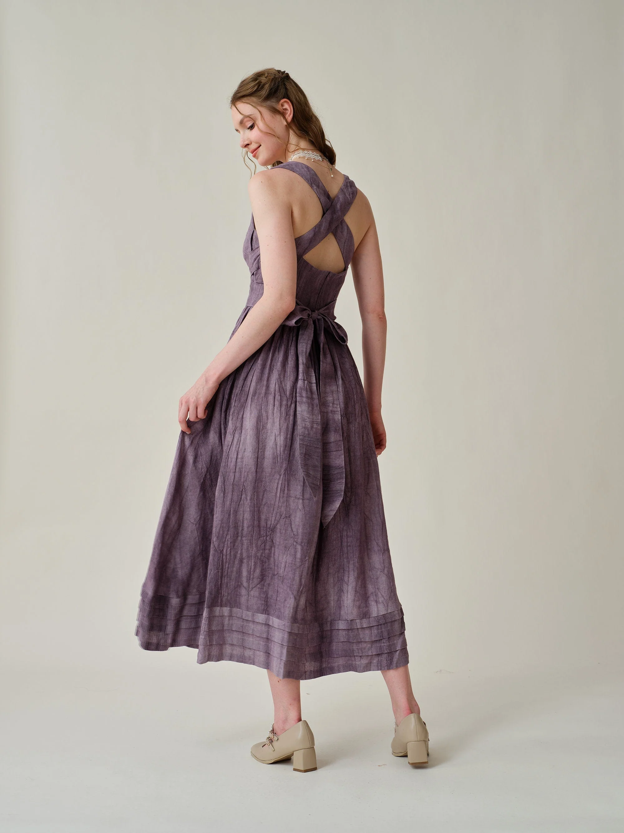 Vetiver 23 | cross back linen dress - Image 3