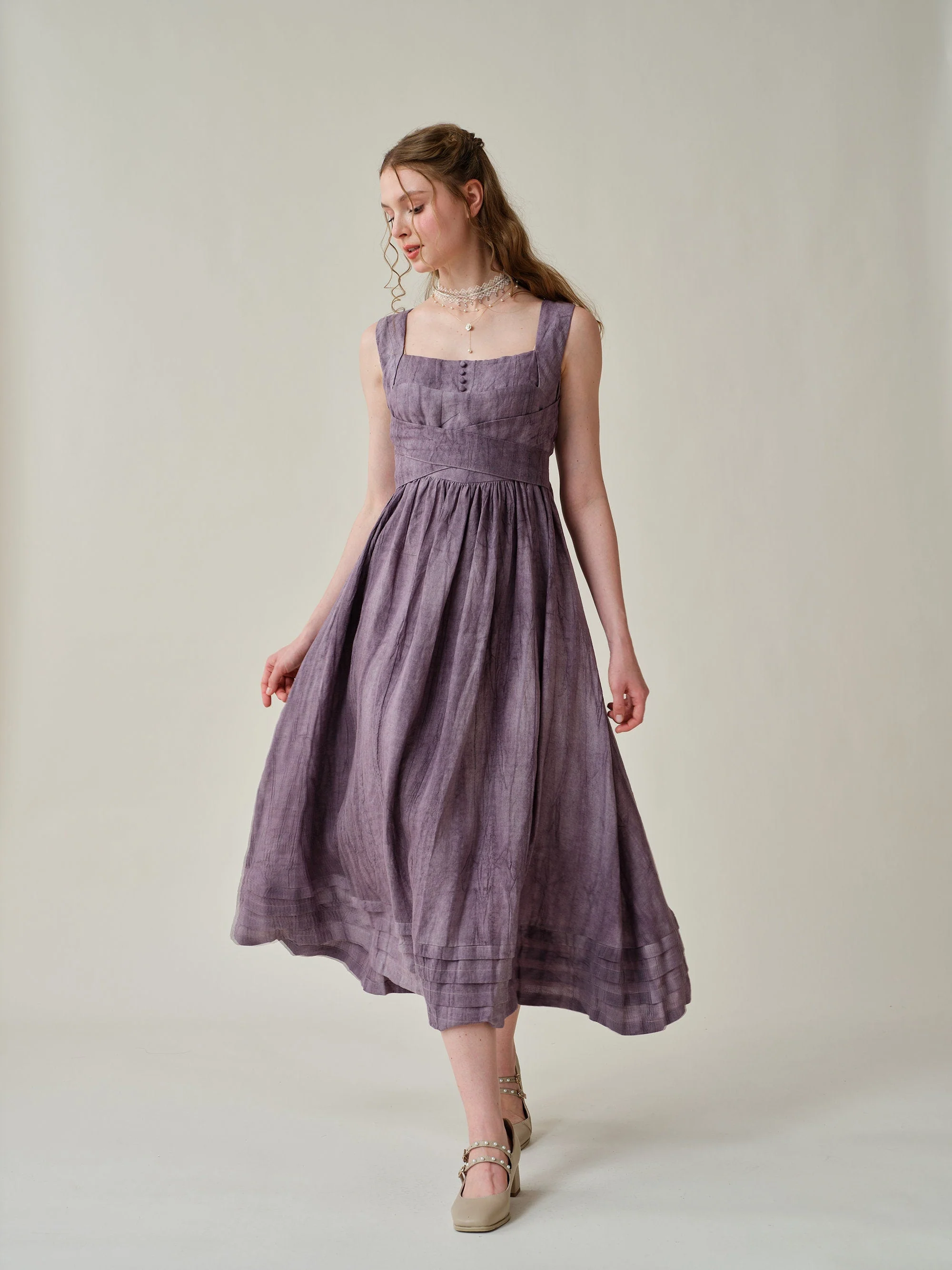 Vetiver 23 | cross back linen dress - Image 4