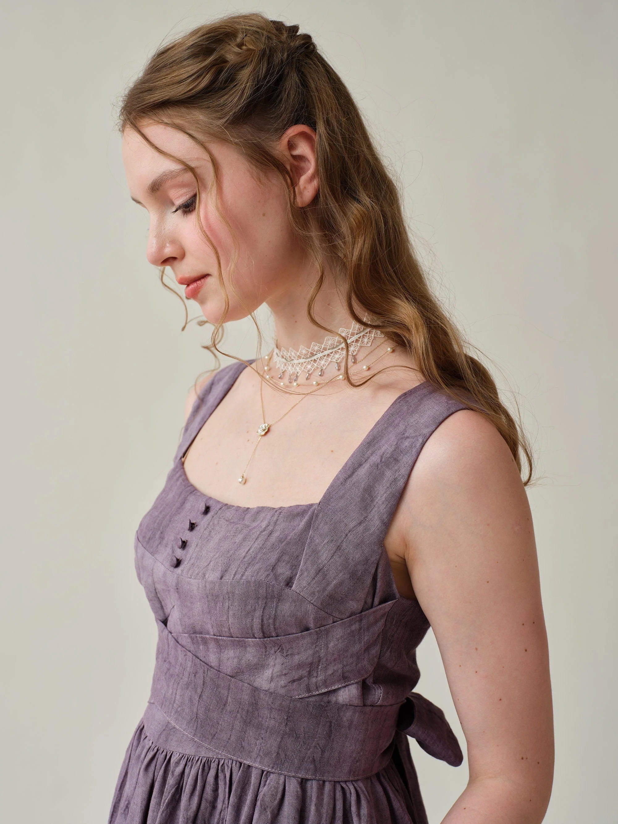 Vetiver 23 | cross back linen dress - Image 5