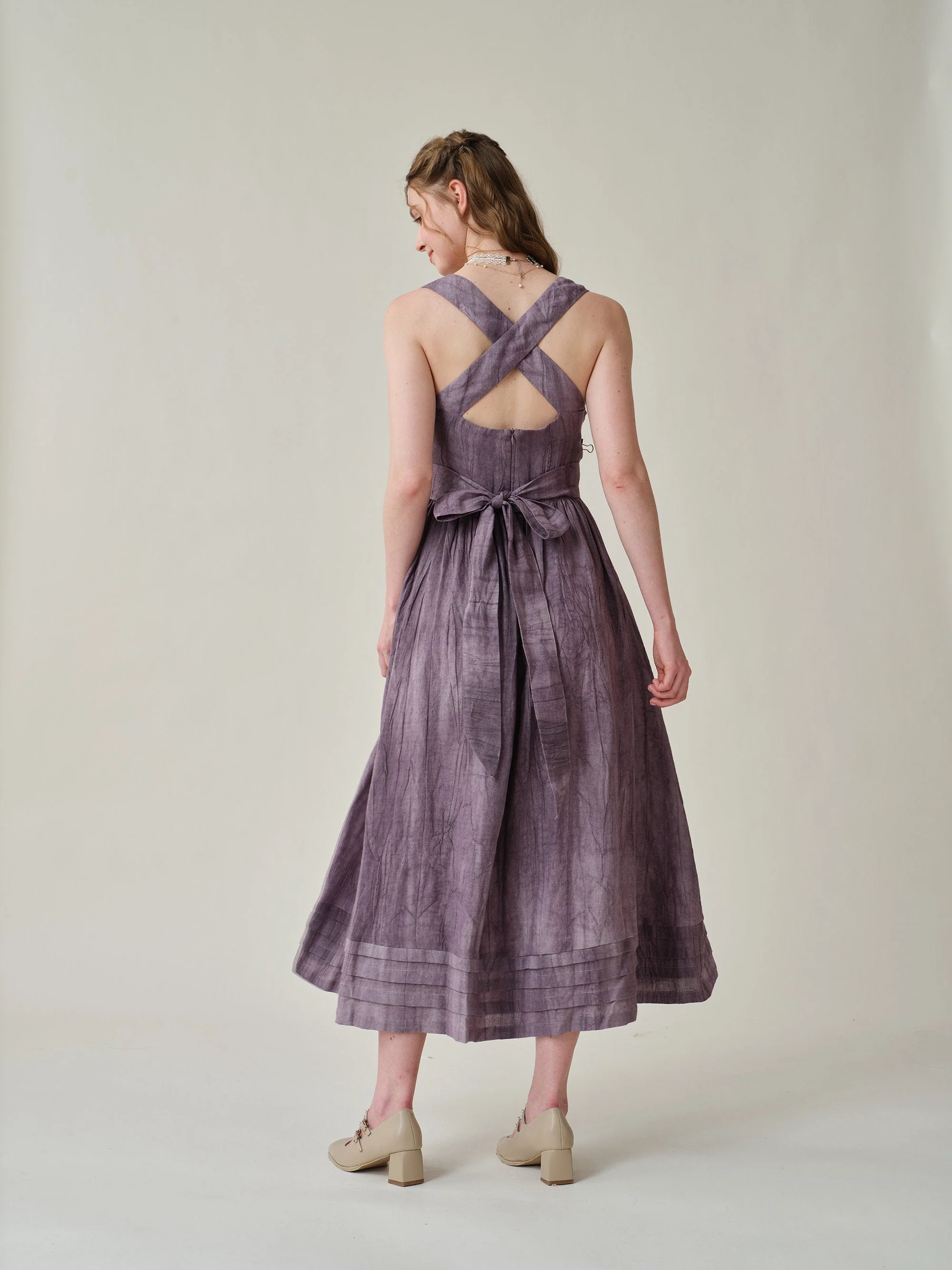 Vetiver 23 | cross back linen dress - Image 7