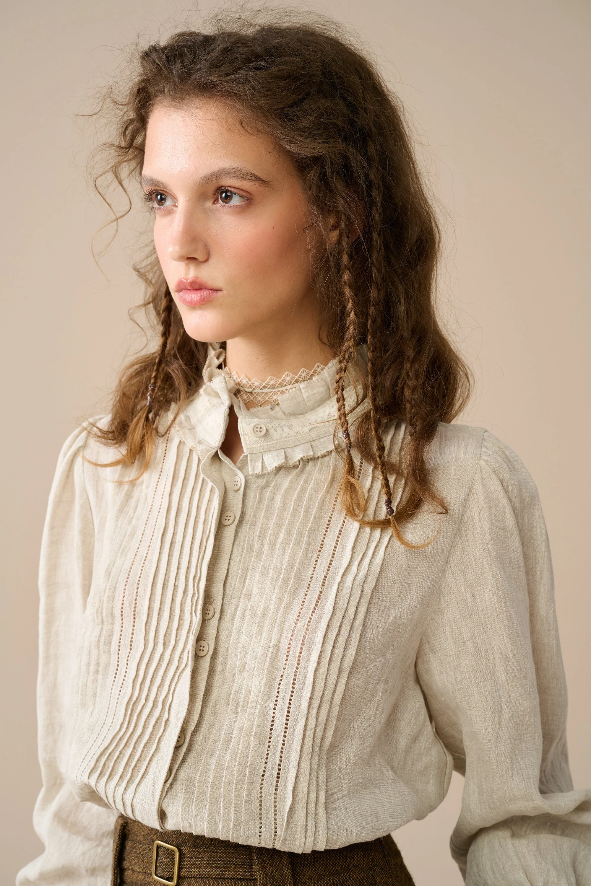 Sharon 21 |pintucked luxury linen shirt blouse - Image 13