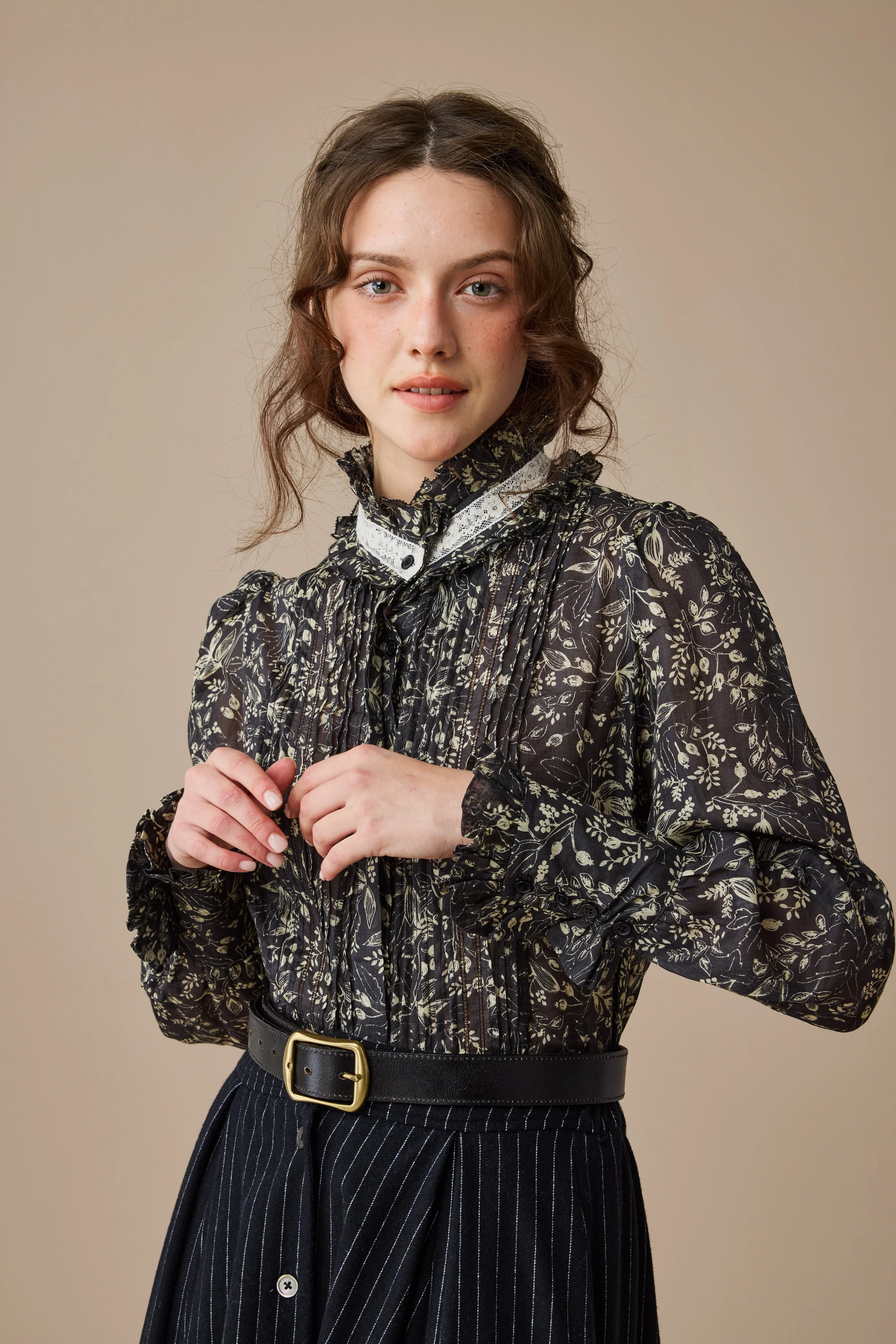 Sharon 21 |pintucked luxury linen shirt blouse - Image 18