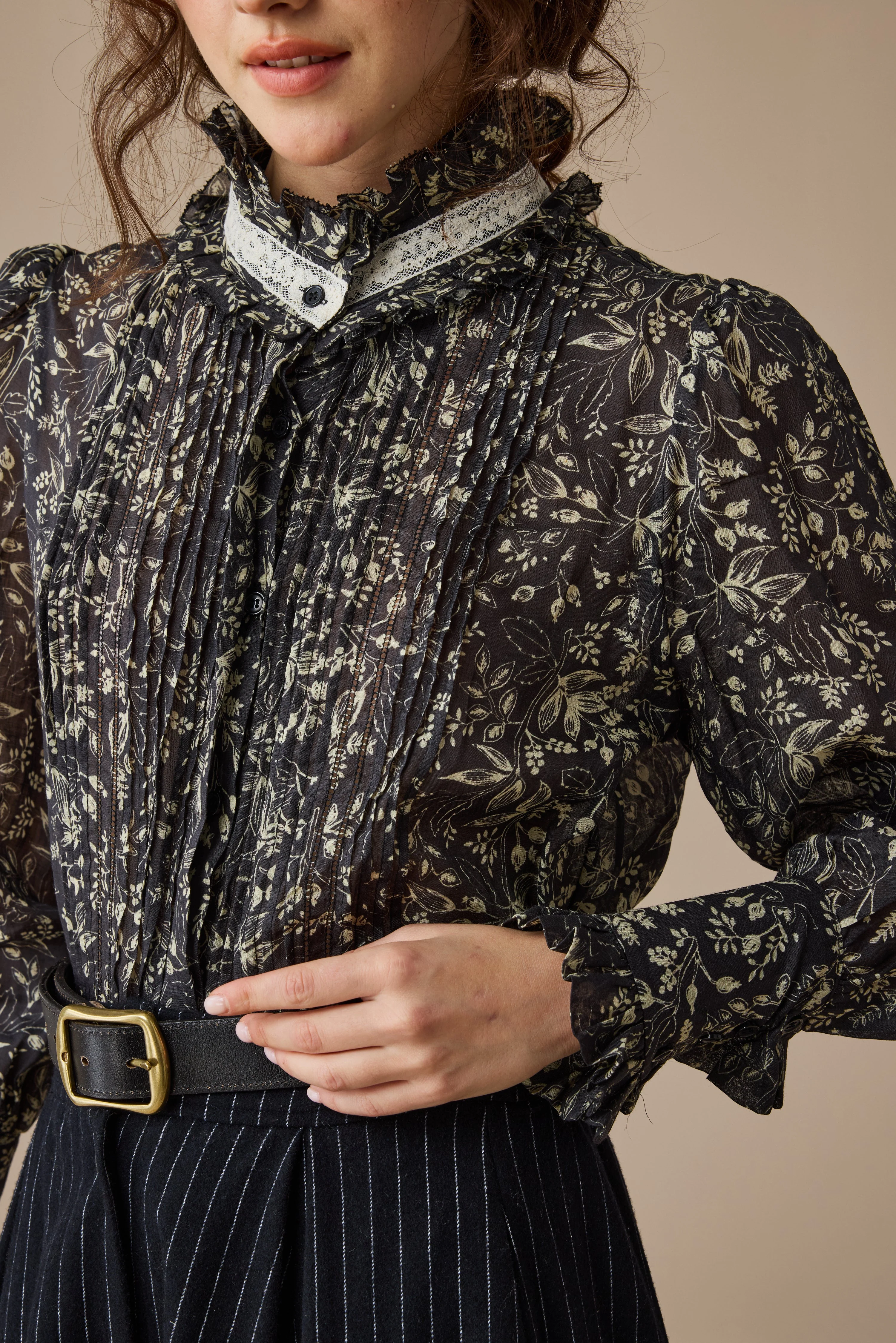 Sharon 21 |pintucked luxury linen shirt blouse - Image 19