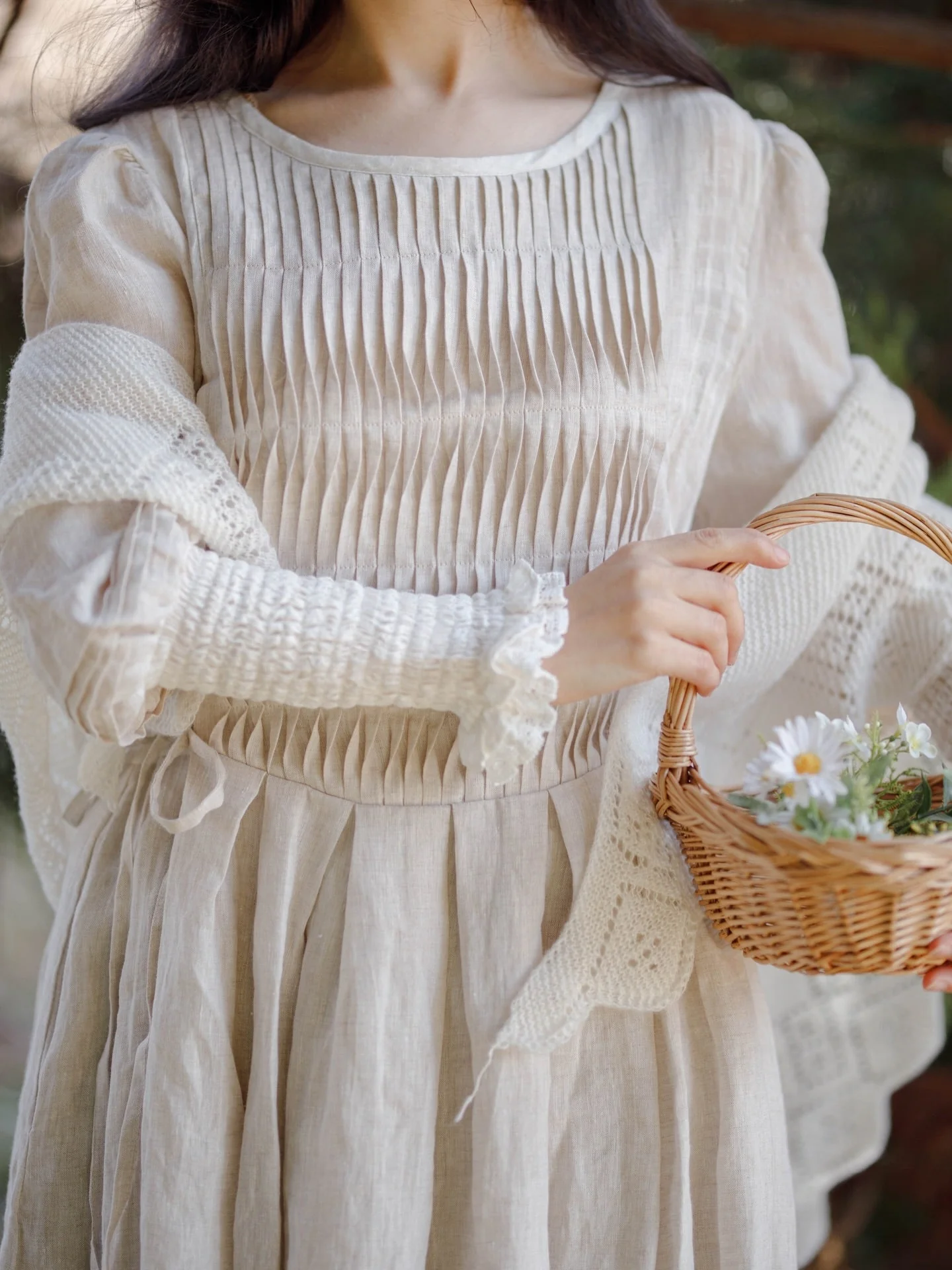 Eliana 15 | Pintucked Patchwork Linen Dress - Image 20