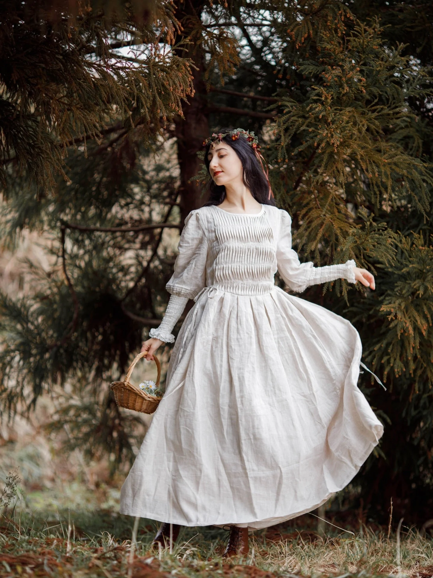 Eliana 15 | Pintucked Patchwork Linen Dress - Image 21