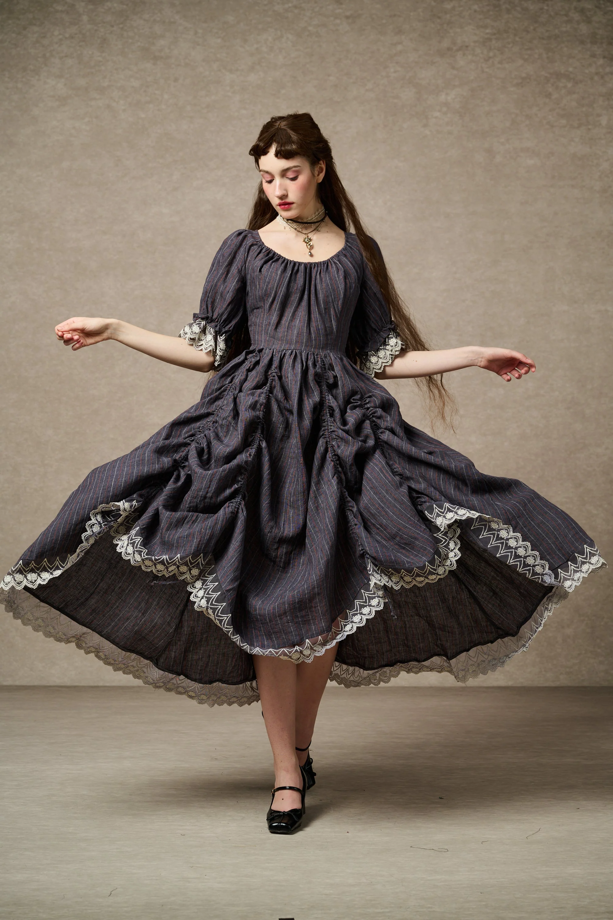 Elowen 27 | Lace Linen dress gown ( 2 way to wear ) - Image 25