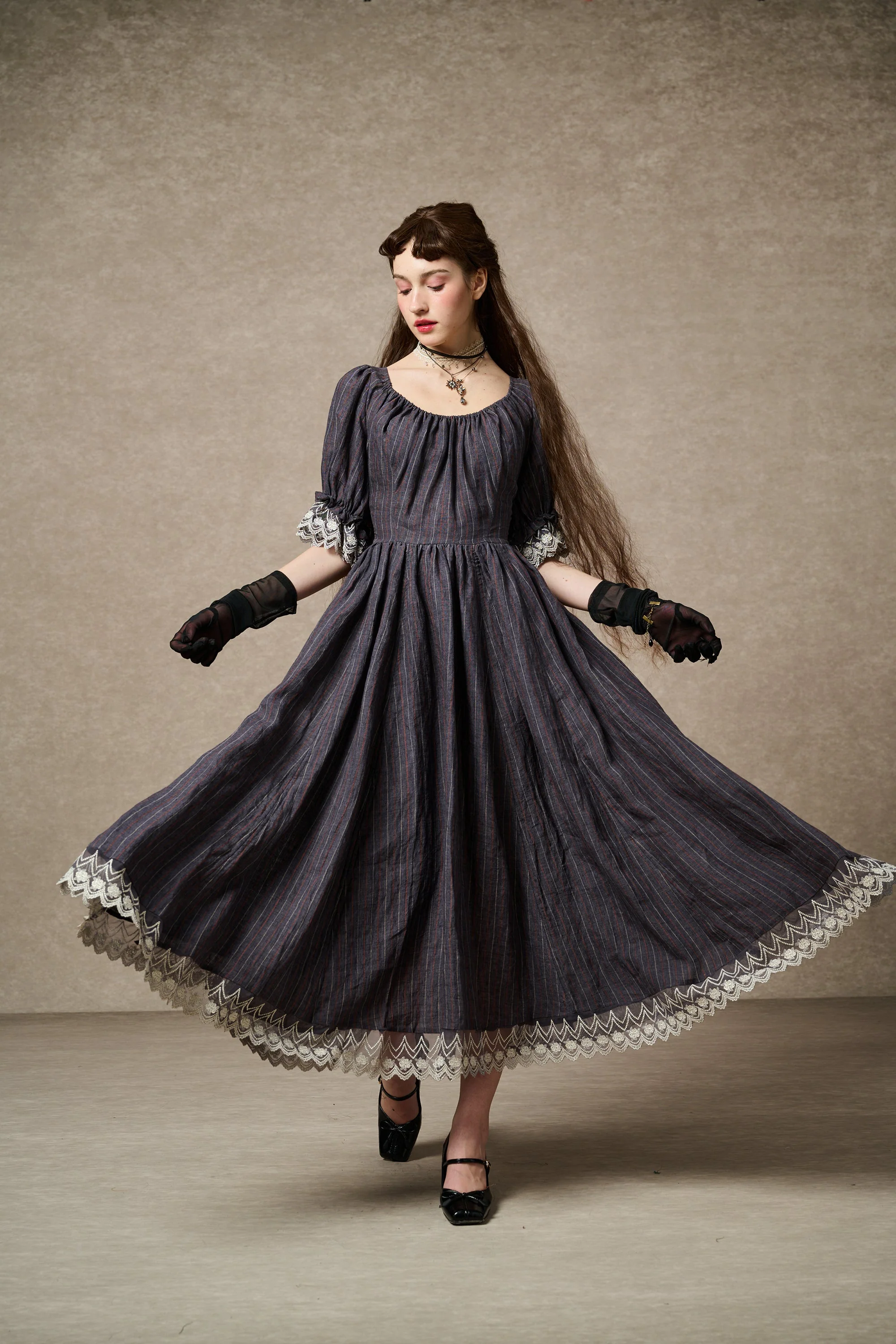 Elowen 27 | Lace Linen dress gown ( 2 way to wear ) - Image 26