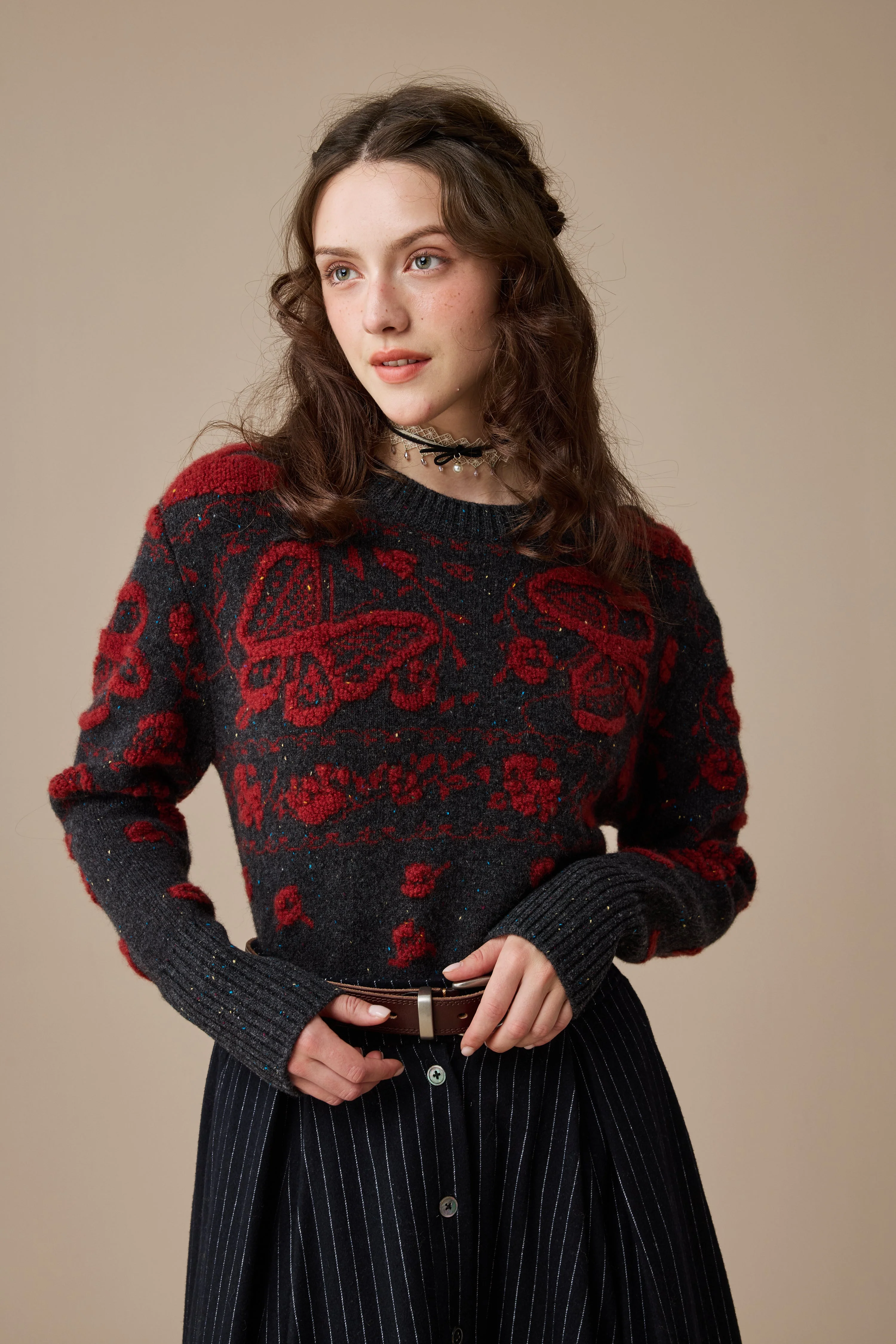 Nutcracker 24 |100% Wool Floral Jumper Sweater - Image 19
