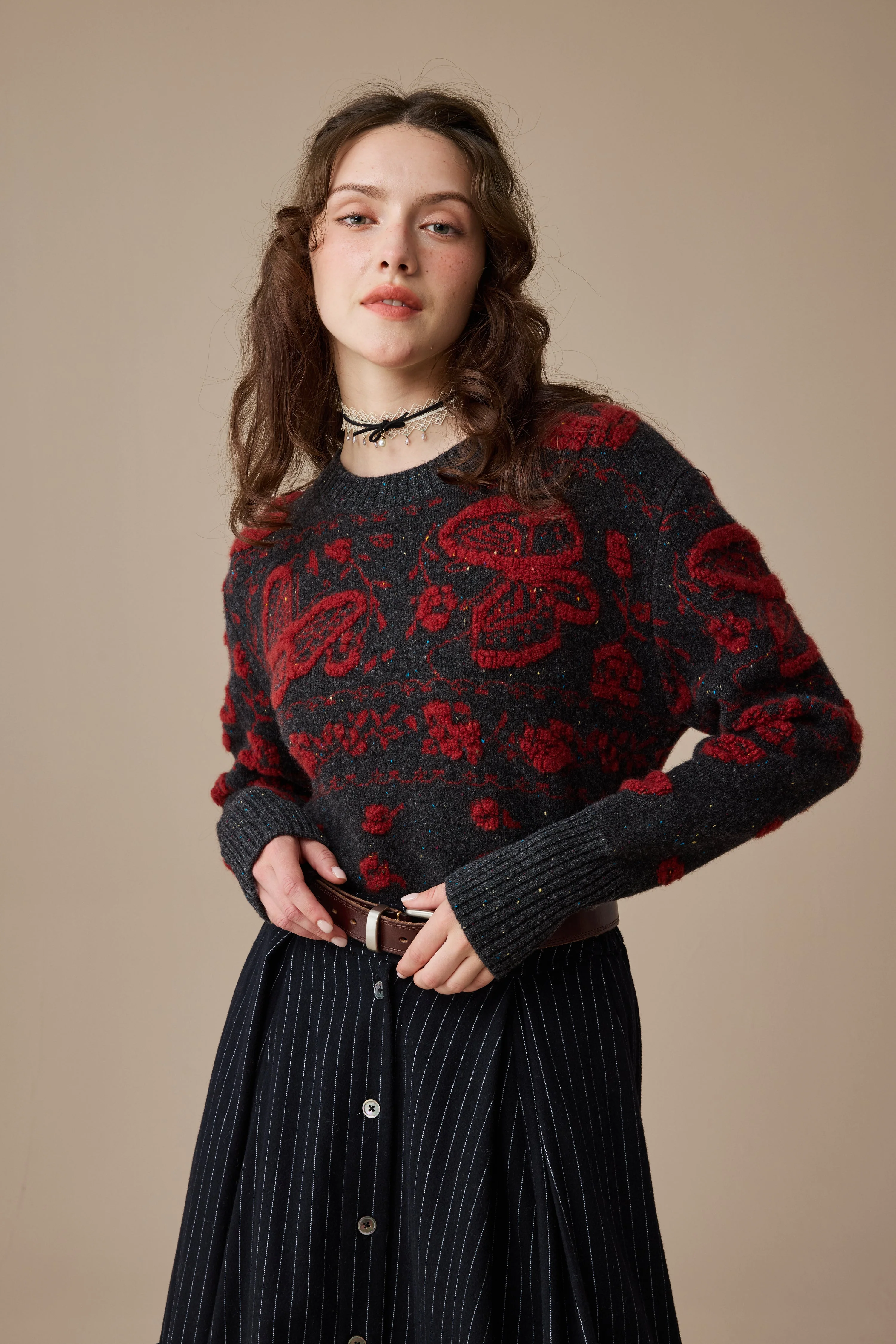 Nutcracker 24 |100% Wool Floral Jumper Sweater - Image 20