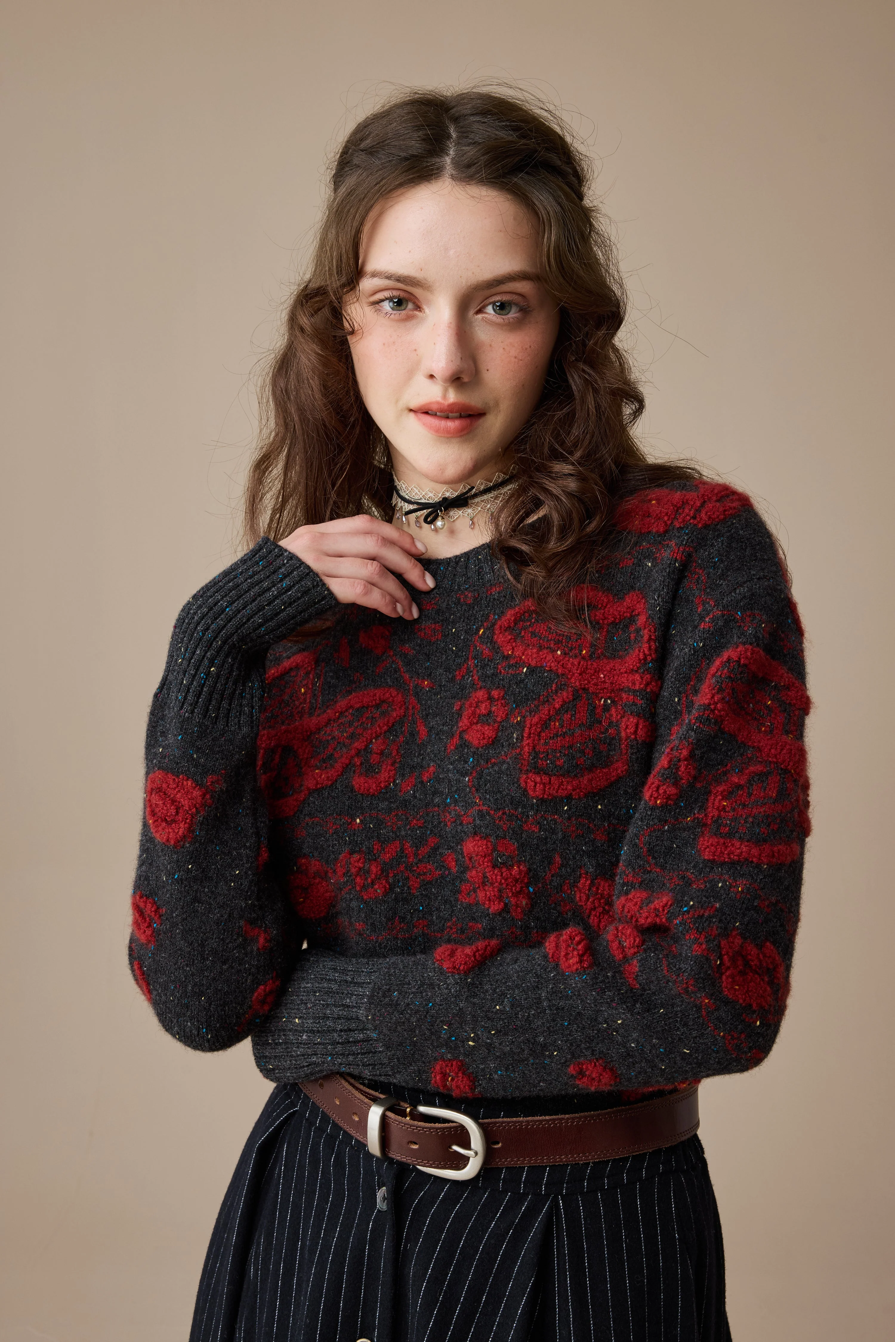 Nutcracker 24 |100% Wool Floral Jumper Sweater - Image 21