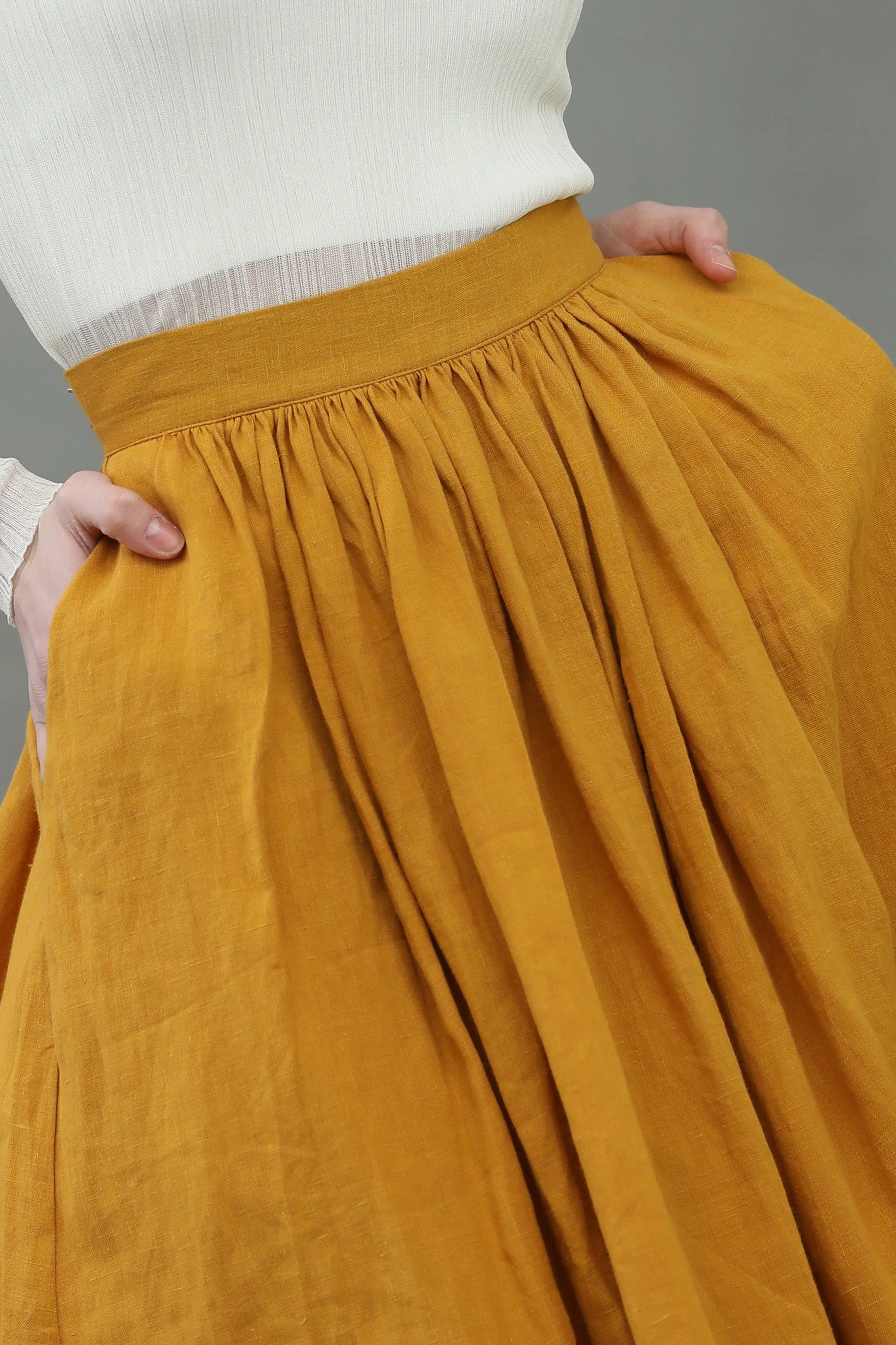 Daisy 03 | Pastel Green Linen Skirt - Image 15