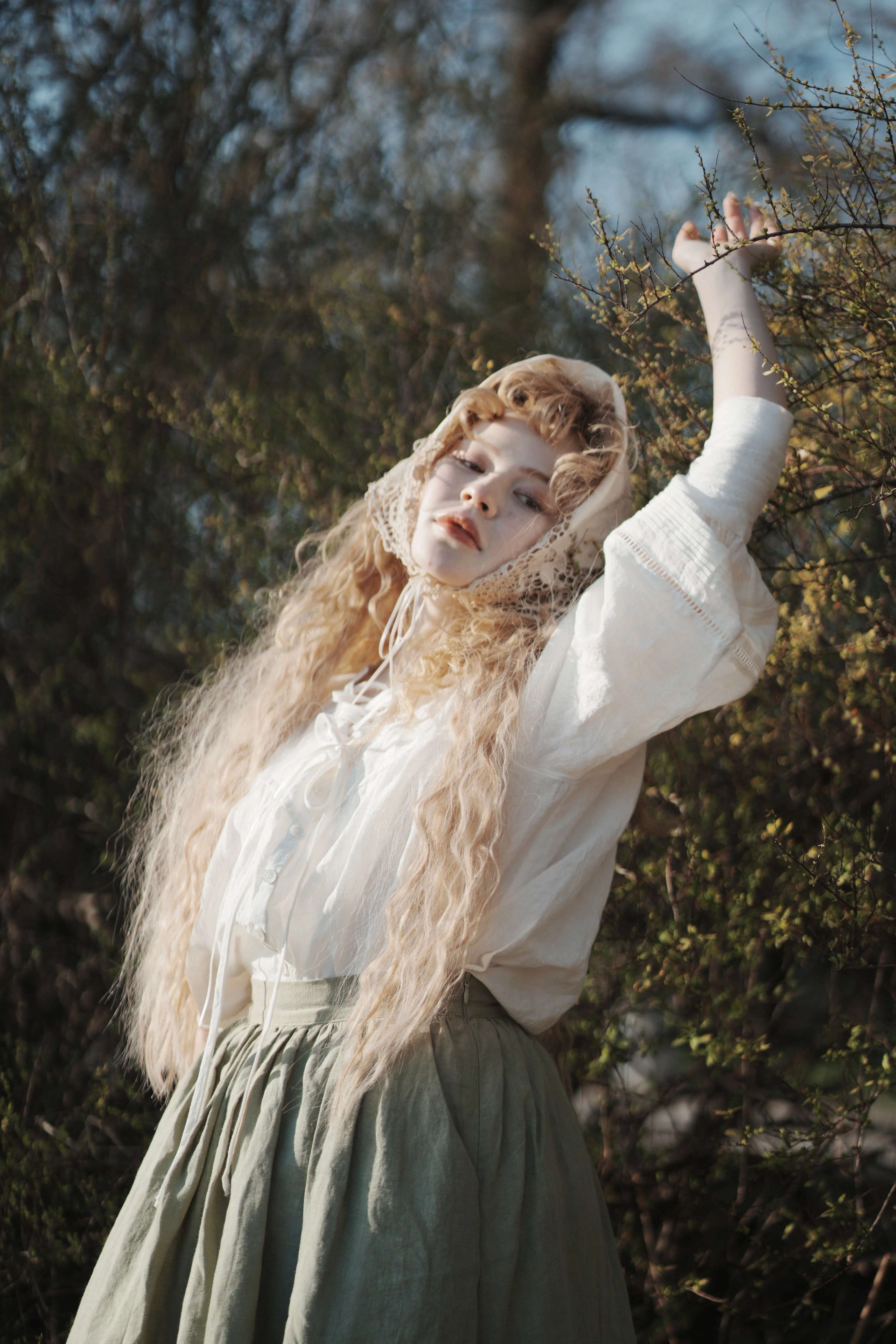 Daisy 03 | Pastel Green Linen Skirt - Image 17