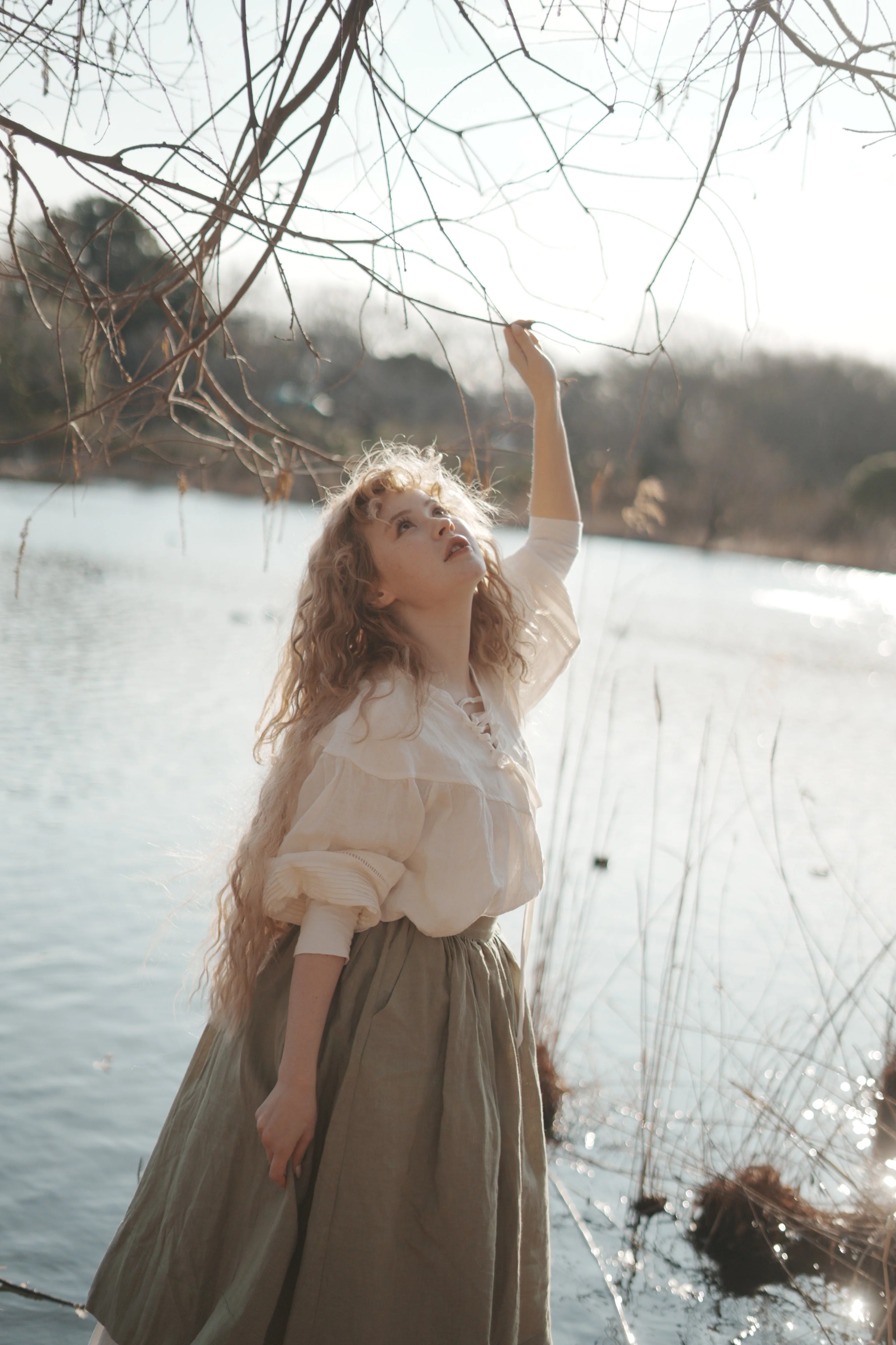 Daisy 03 | Pastel Green Linen Skirt - Image 3