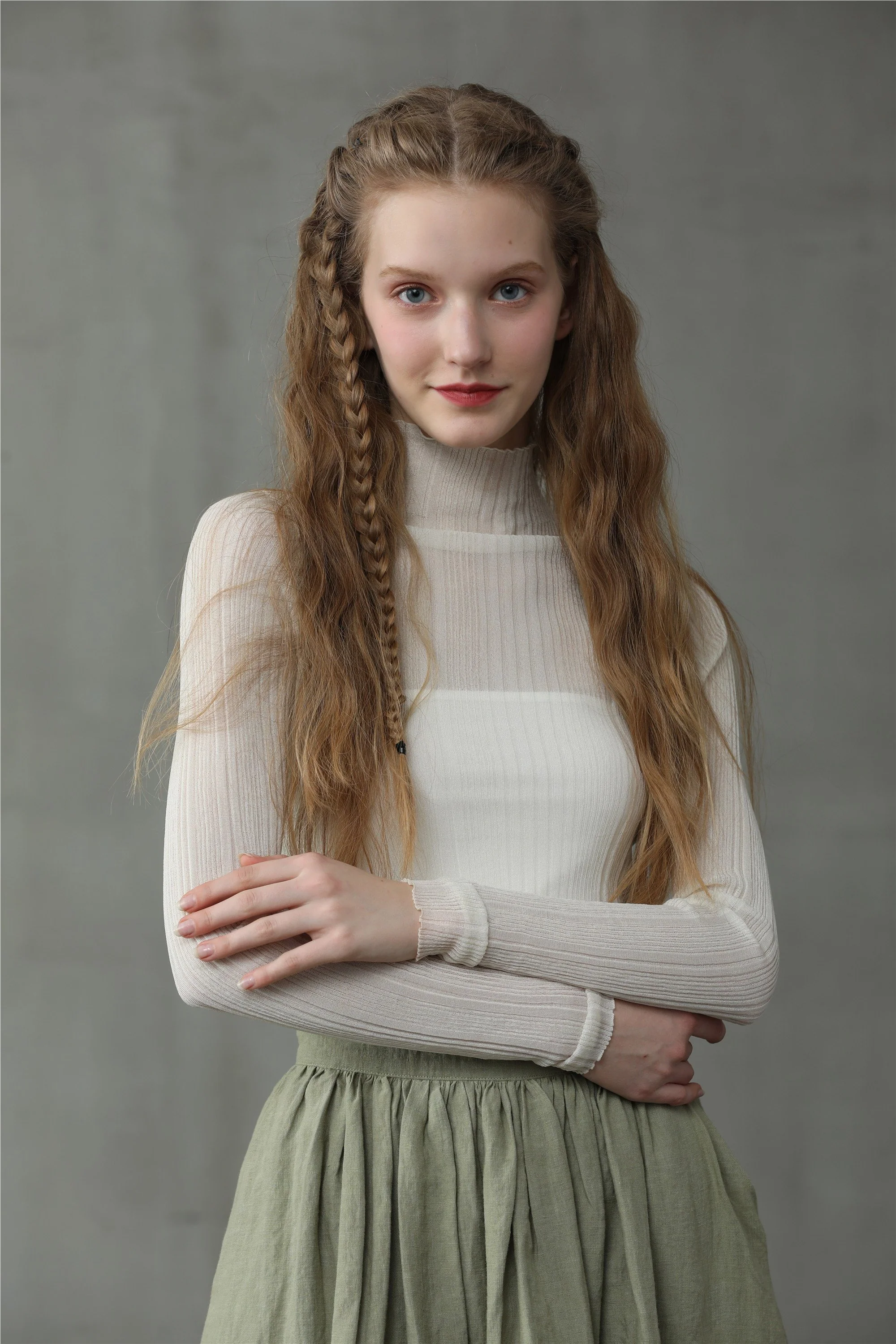 Daisy 03 | Pastel Green Linen Skirt - Image 8