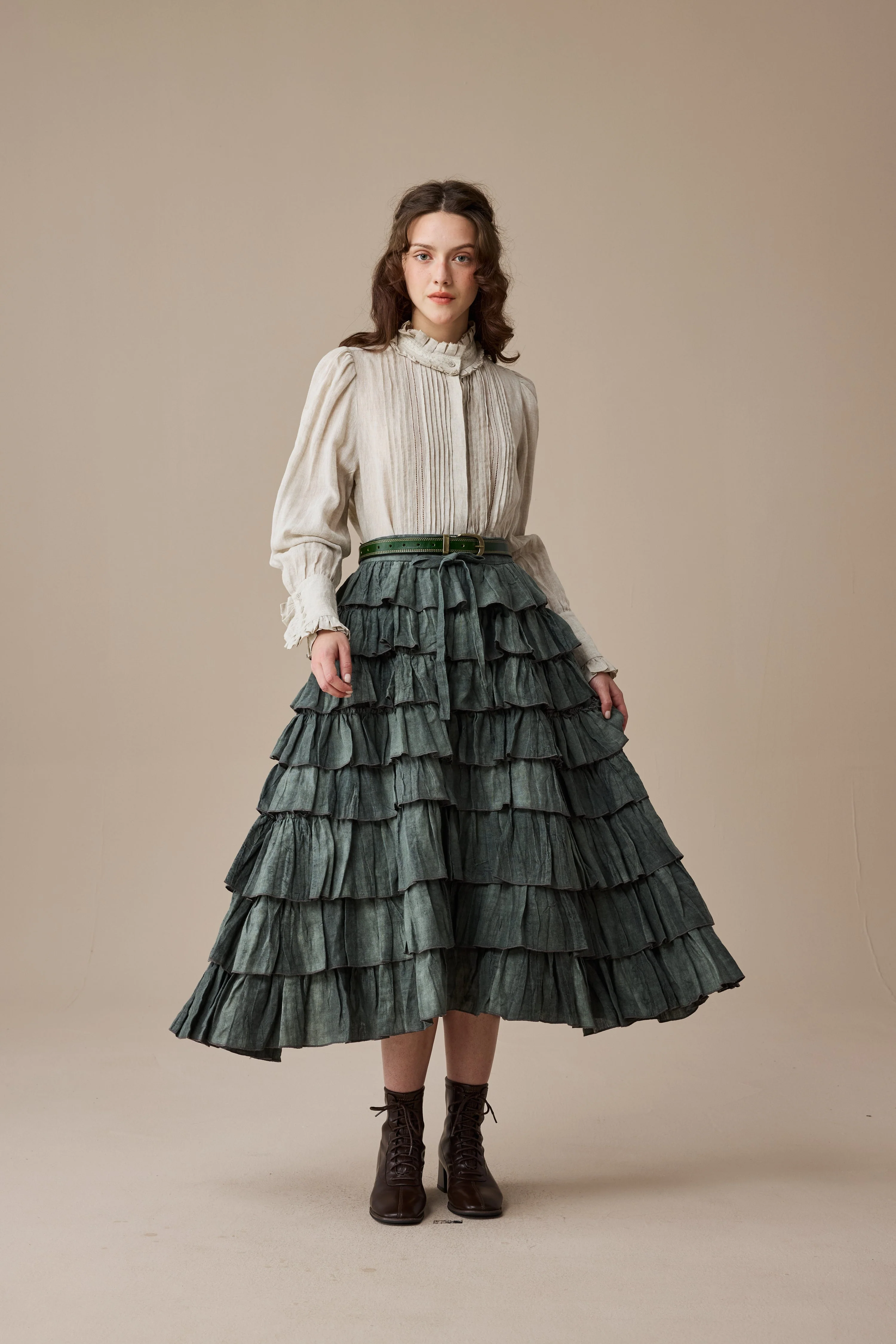 Ischia 14 | Layered petal linen skirt - Image 18